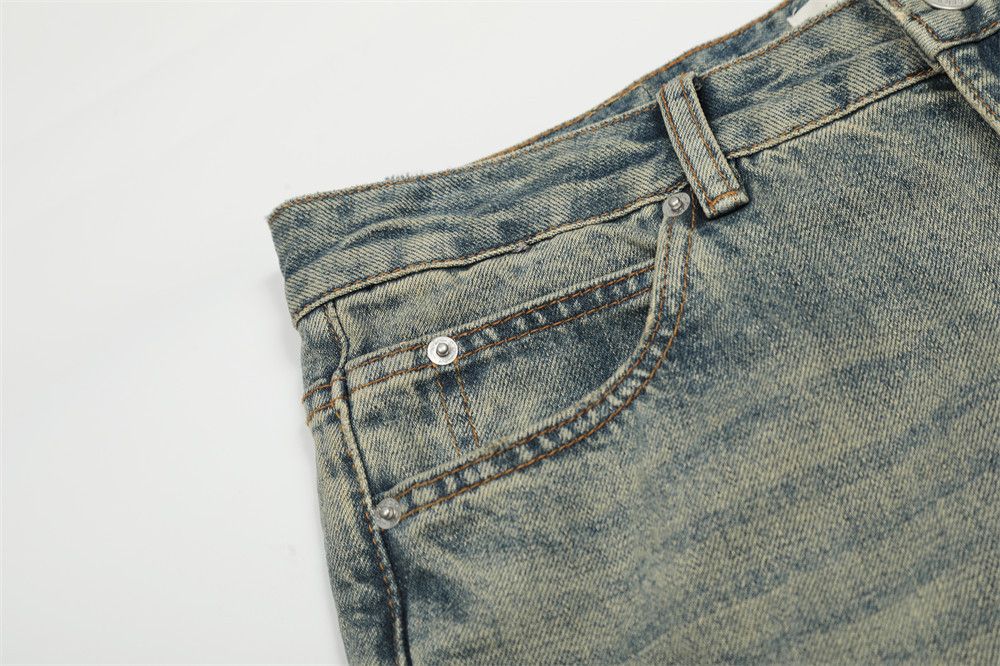 Jean Punk men's versatile loose distressed washed wide-leg jeans Size US 32 / EU 48 - 5 Thumbnail