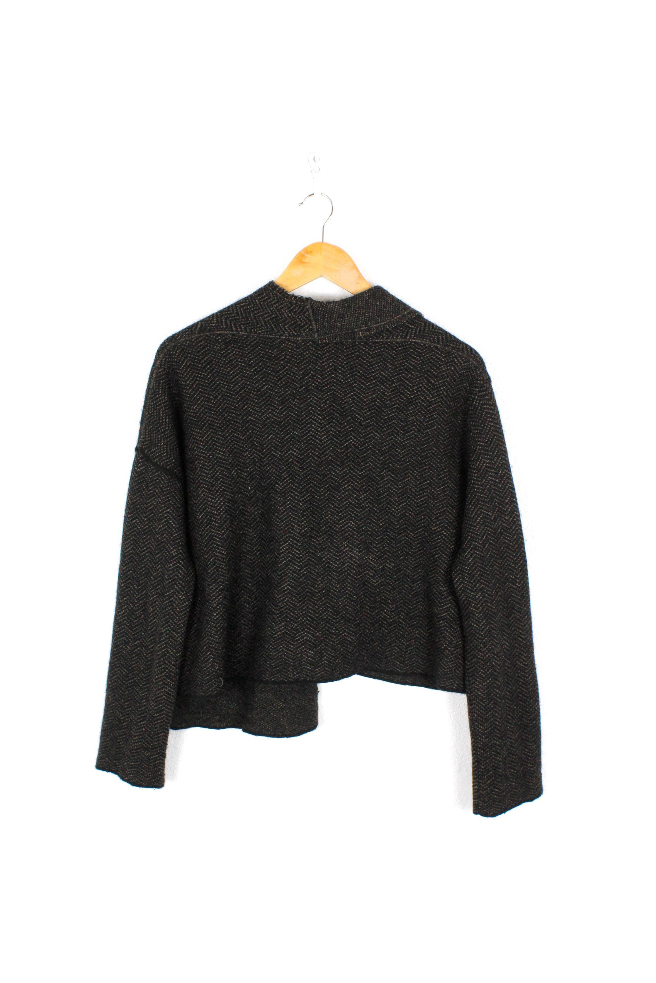 Sarah Pacini Sarah Pacini Herringbone Knit Alpaca Asymmetrical Cardigan Size M / US 6-8 / IT 42-44 - 4 Thumbnail