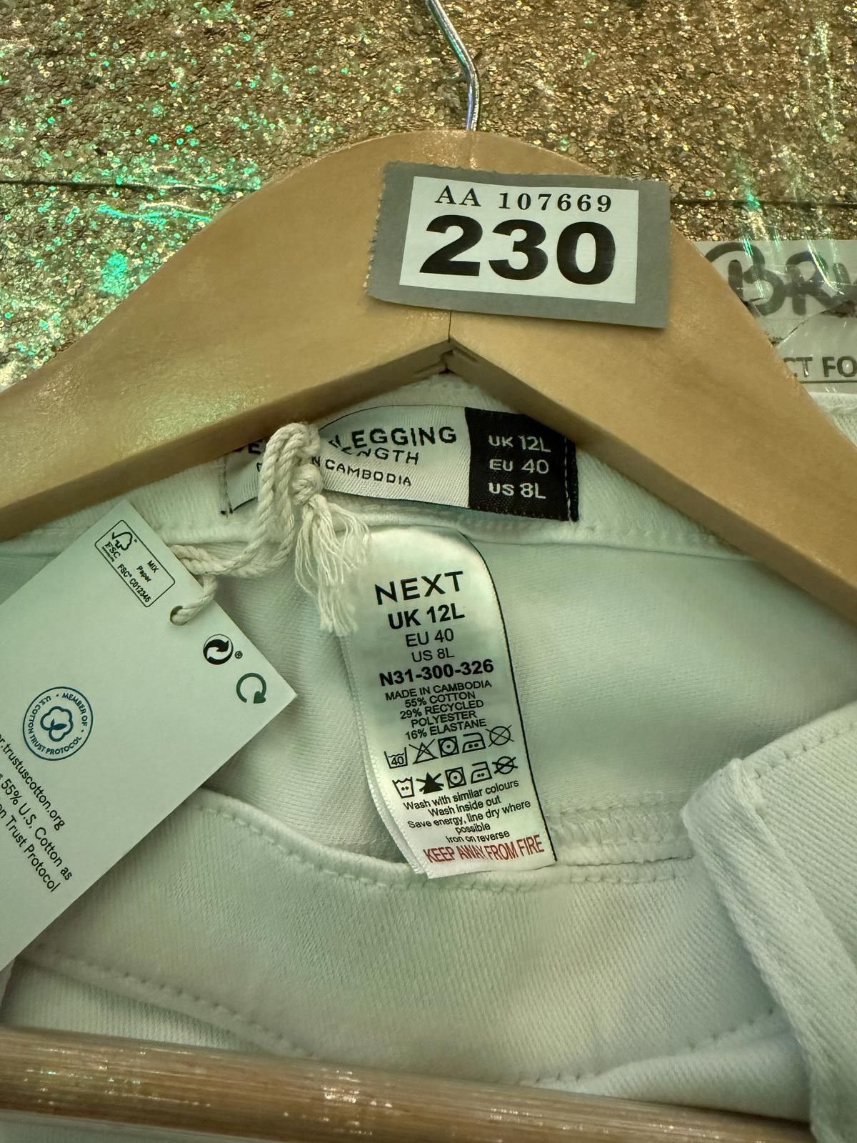 NEXT Next White Leggings UK 12L EU 40 US 8L Size 34" / US 12 / IT 48 - 2 Thumbnail