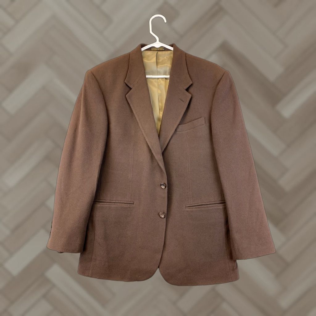 Oscar De La Renta VINTAGE Oscar de la Renta Sport Coat Blazer Wool Lambswool Brown 42R Men’s Regular Single-Breasted Notch Lapel 4-Button Solid 42 Mens Dress Coat Size 42R - 1 Thumbnail