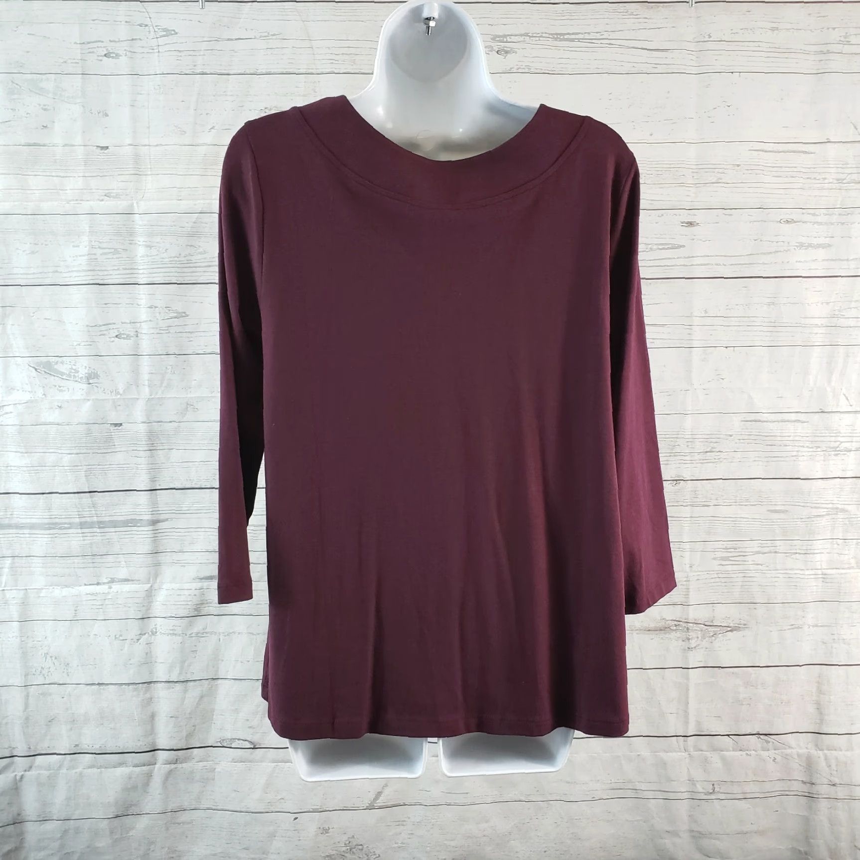 Soft Surroundings Soft Surroundings Blouse 3/4 Sleeve Womens Top M Red Cotton Blend Bur gundy Size M / US 6-8 / IT 42-44 - 4 Thumbnail