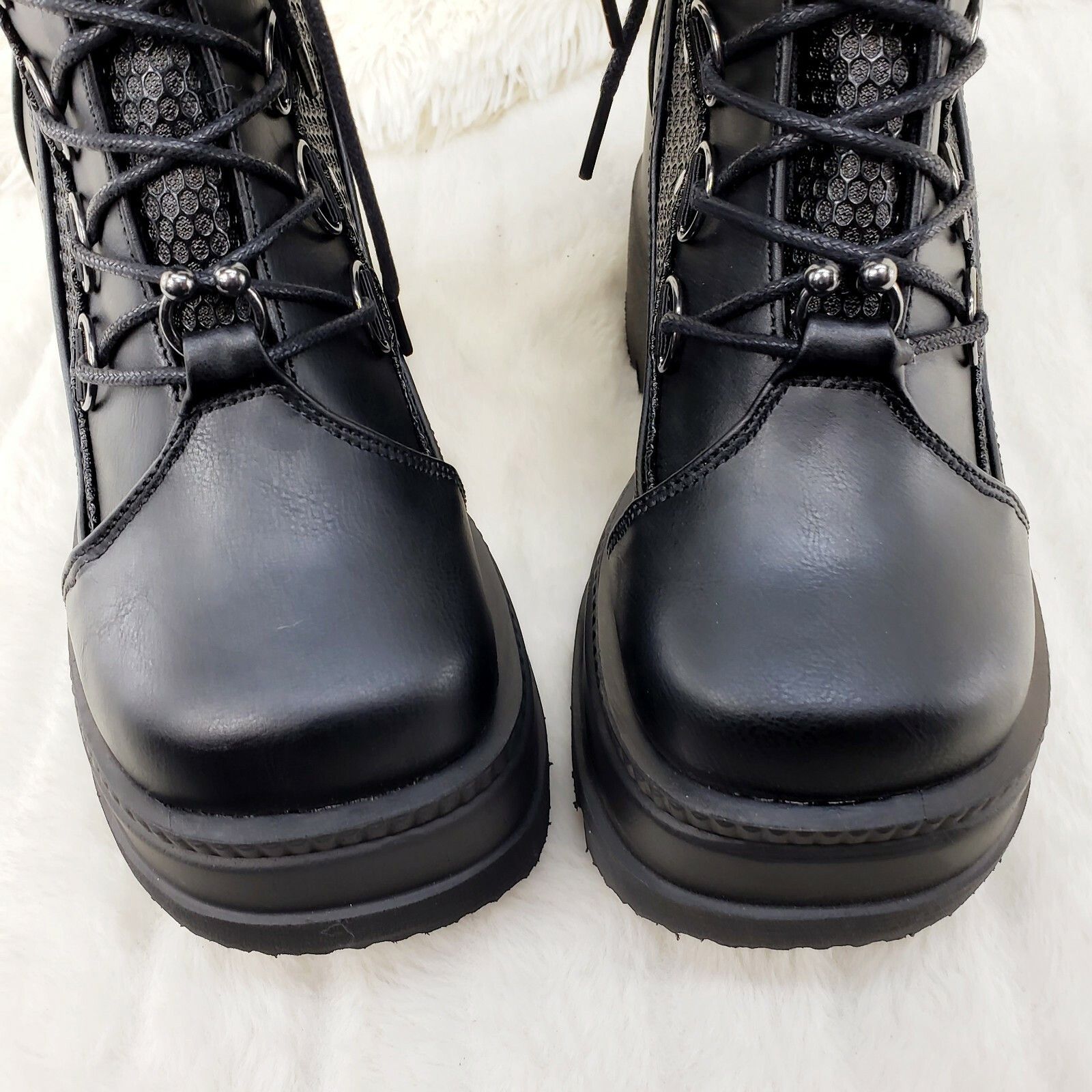 Demonia Cult DEMONIA Shaker 70 Black Platform 4.5" Wedge Mid Calf Goth Pu Size US 10 / IT 40 - 8 Thumbnail