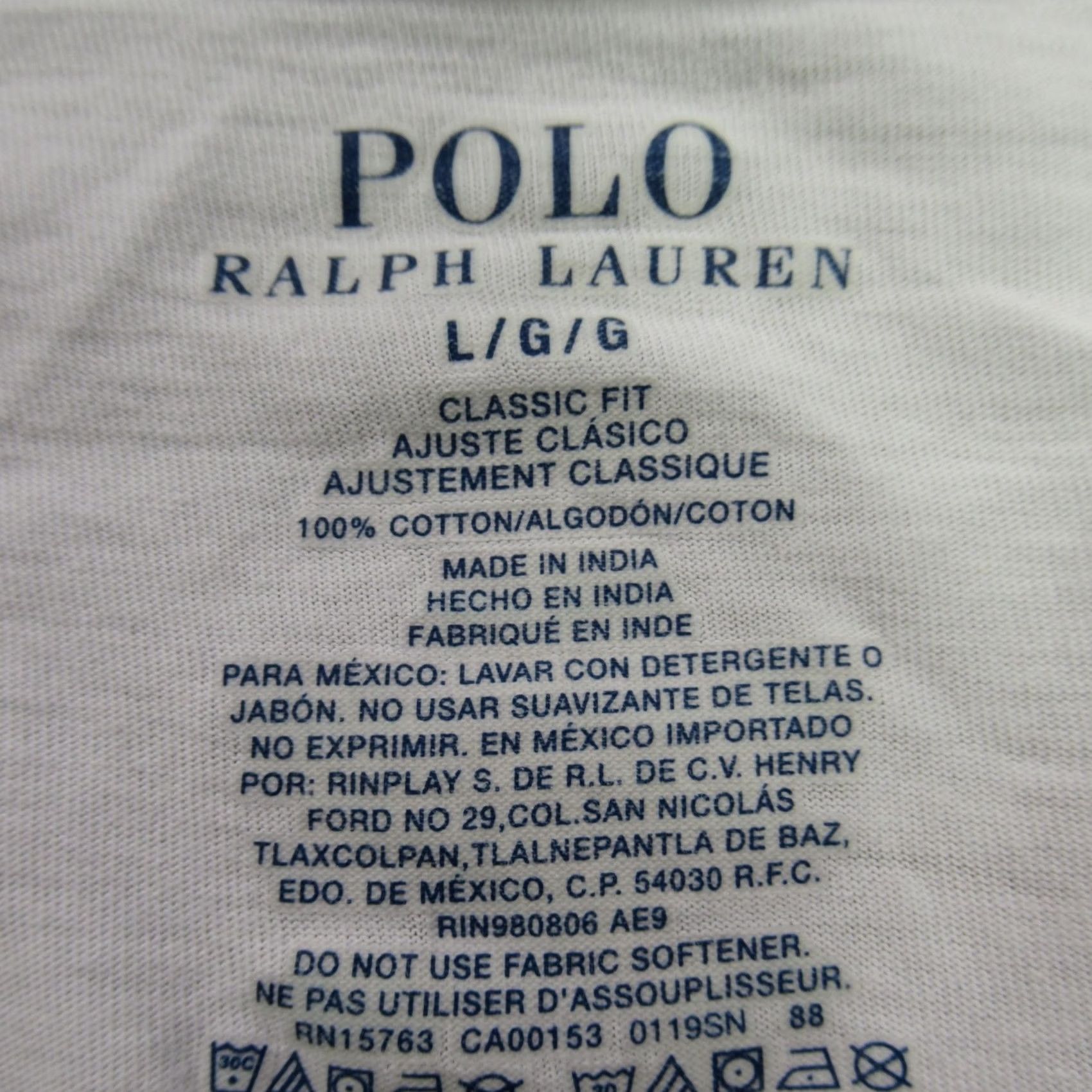 Polo Ralph Lauren Polo Ralph Lauren Shirt Mens Large Short Sleeve V Neck White Classic Fit Casual Size US L / EU 52-54 / 3 - 4 Thumbnail