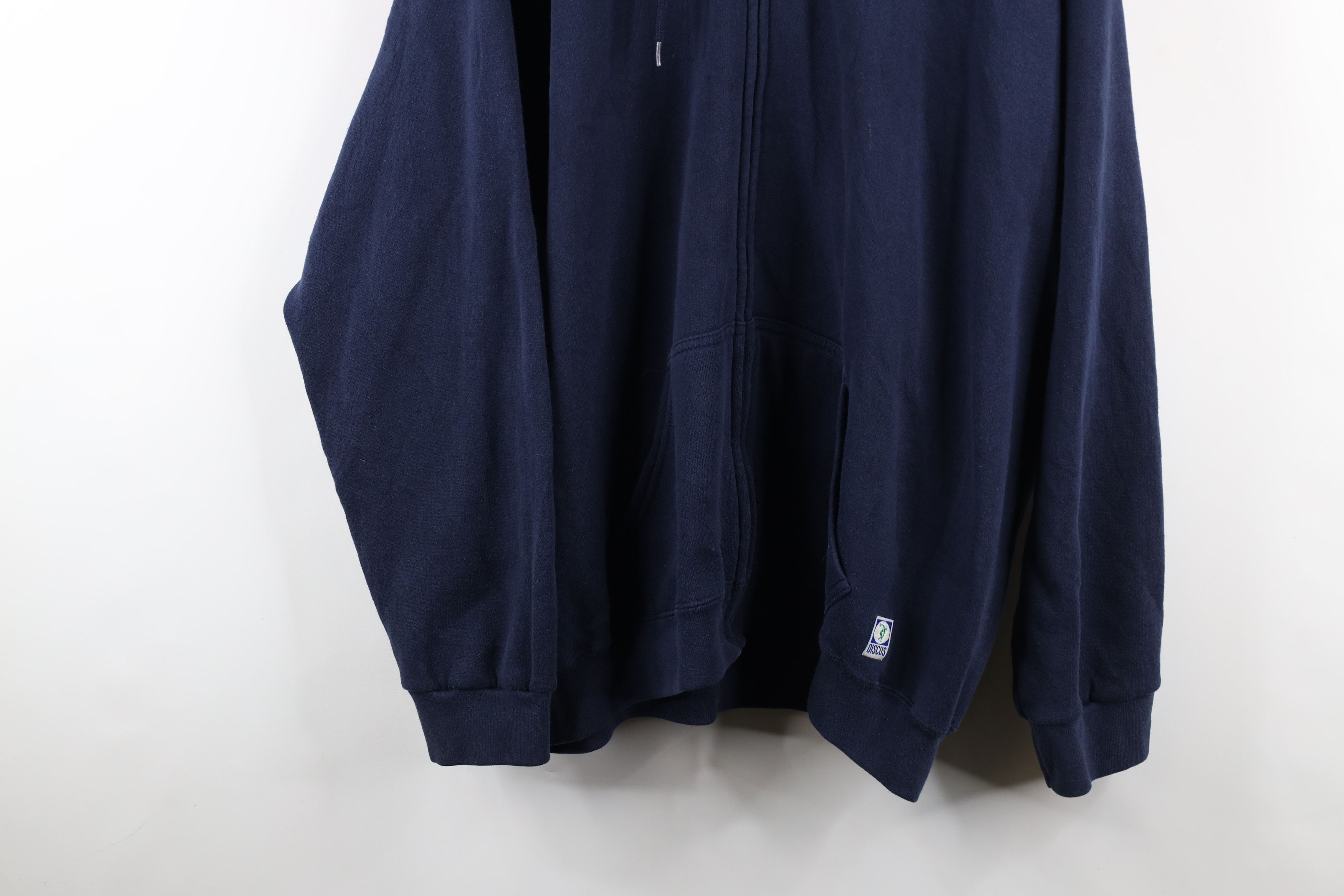 Vintage Vintage 90s Streetwear Full Zip Hoodie Sweatshirt Navy Blue Size US XXL / EU 58 / 5 - 3 Thumbnail