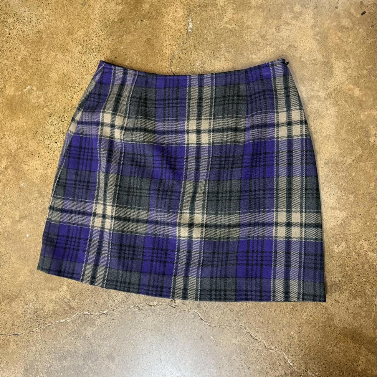 Designer THE LIMITED Purple Plaid Mini Skirt Size 28" / US 6 / IT 42 - 2 Thumbnail