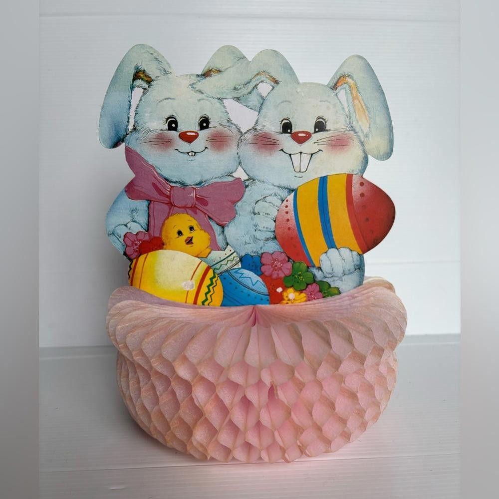 Designer 2 Vintage Easter Bunny Honeycomb Tissue Paper Decorations Size ONE SIZE - 3 Thumbnail
