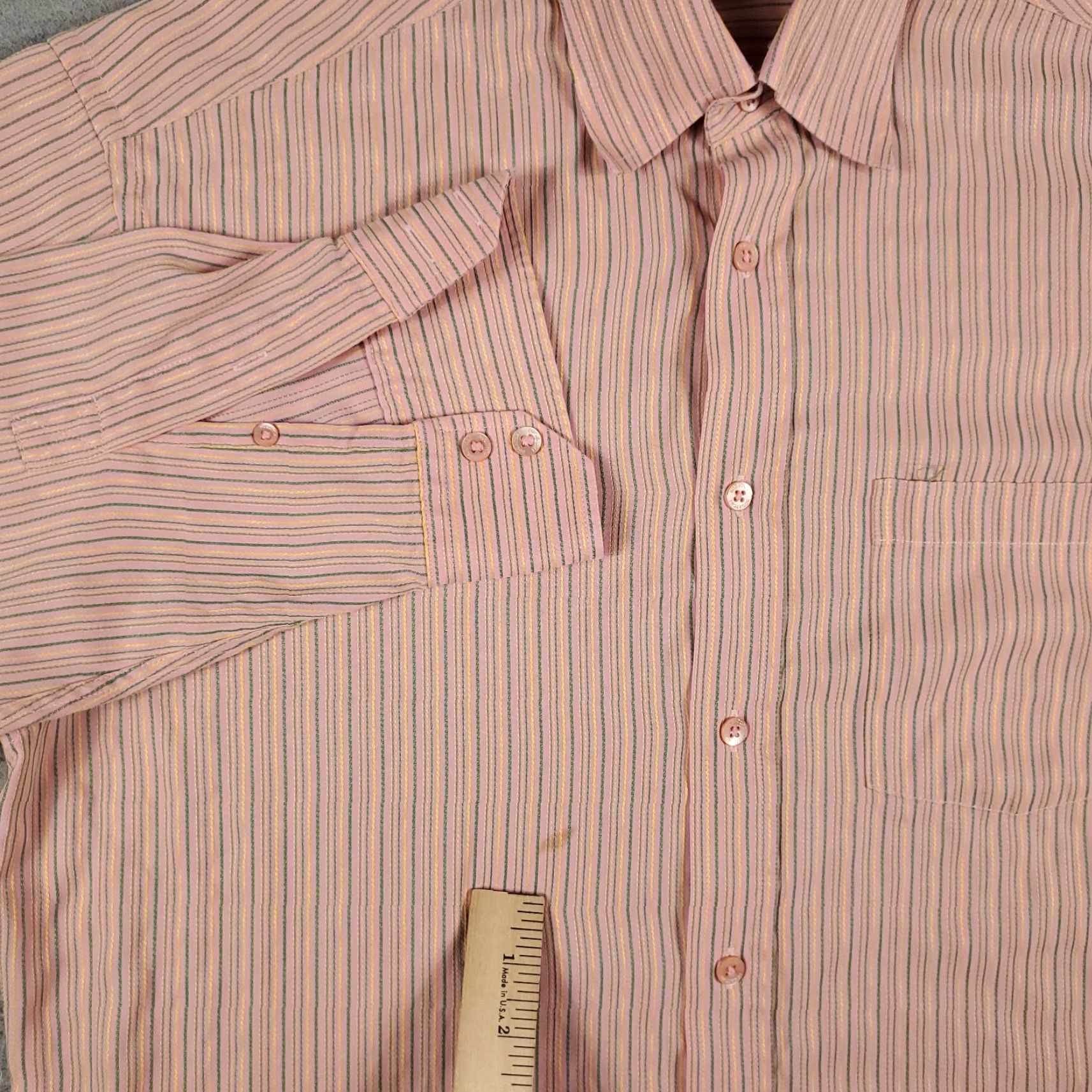 BUGATCHI BUGATCHI UOMO Shirt Mens Large Peach Striped Button-Up Long Sleeve Cotton Classic / Preppy Colorful Business Casual Formal Workwear Mens L Peach/Coral Size US L / EU 52-54 / 3 - 3 Thumbnail