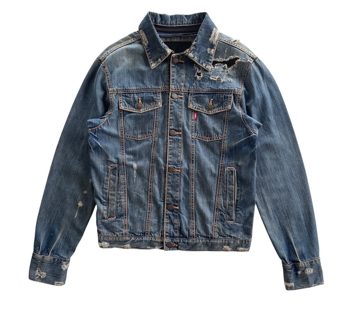 Japanese Brand MSGR Distressed Denim Jacket Size US M / EU 48-50 / 2 - 4 Thumbnail