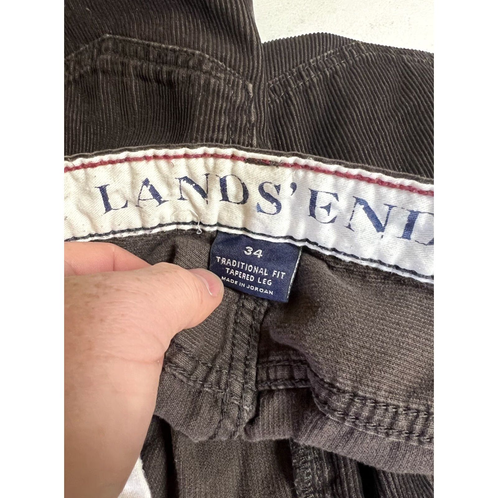 Lands' End Lands' End Men Corduroy Pants Brown 34x32 Cotton Flat Front Straight Leg Regular Style Corduroy Pockets Size US 34 / EU 50 - 3 Thumbnail