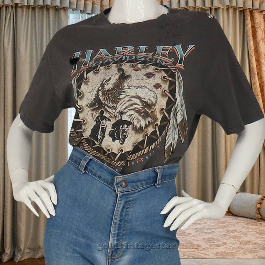 Other Vintage Harley Davidson Eagle Wolf Dream Catcher Tee L Size L / US 10 / IT 46 - 2 Thumbnail