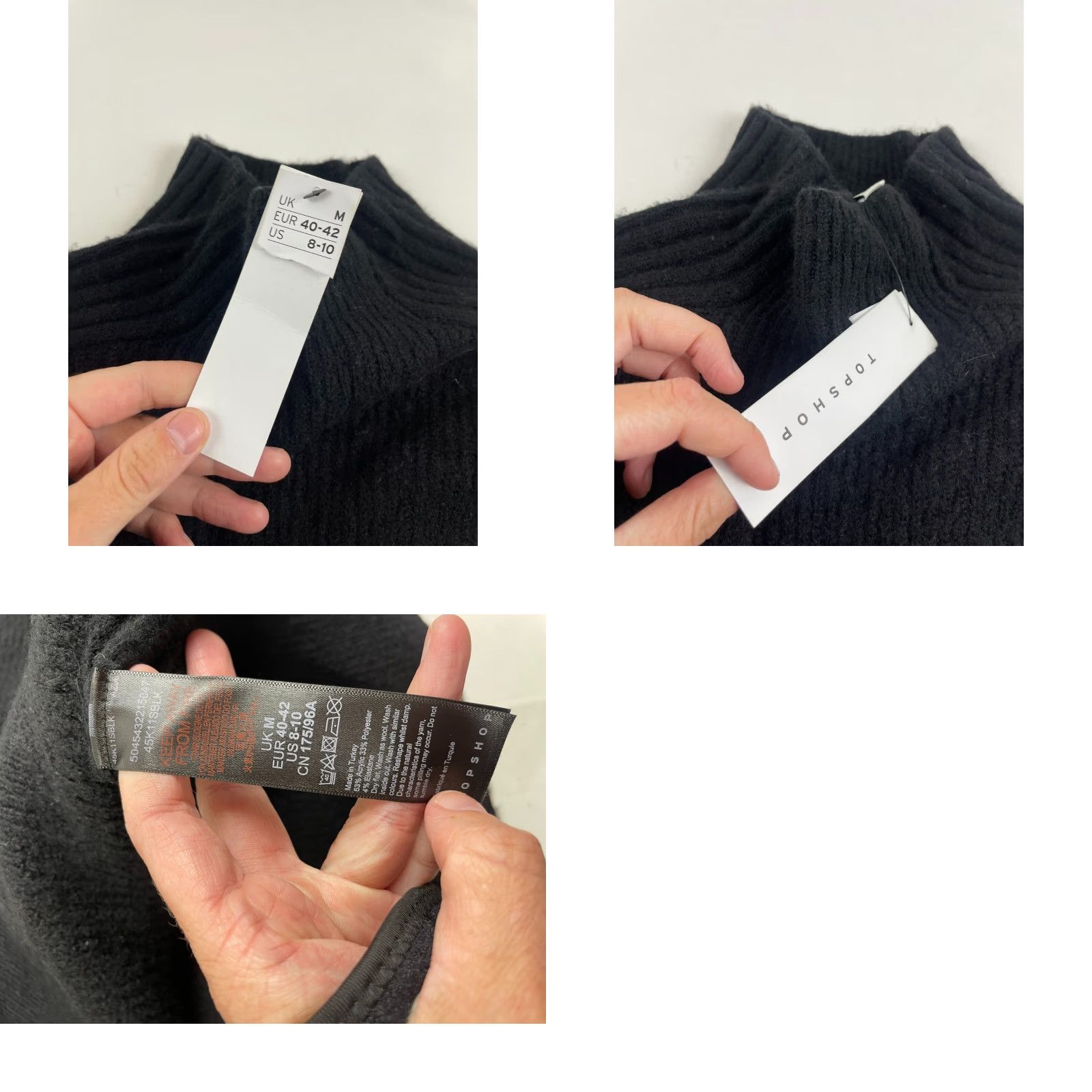 Topshop Topshop Sweater Women Size 8-10 Black Pullover Cropped Knit Ribbed Long Sleeve Mock Neck Size M / US 6-8 / IT 42-44 - 8 Thumbnail