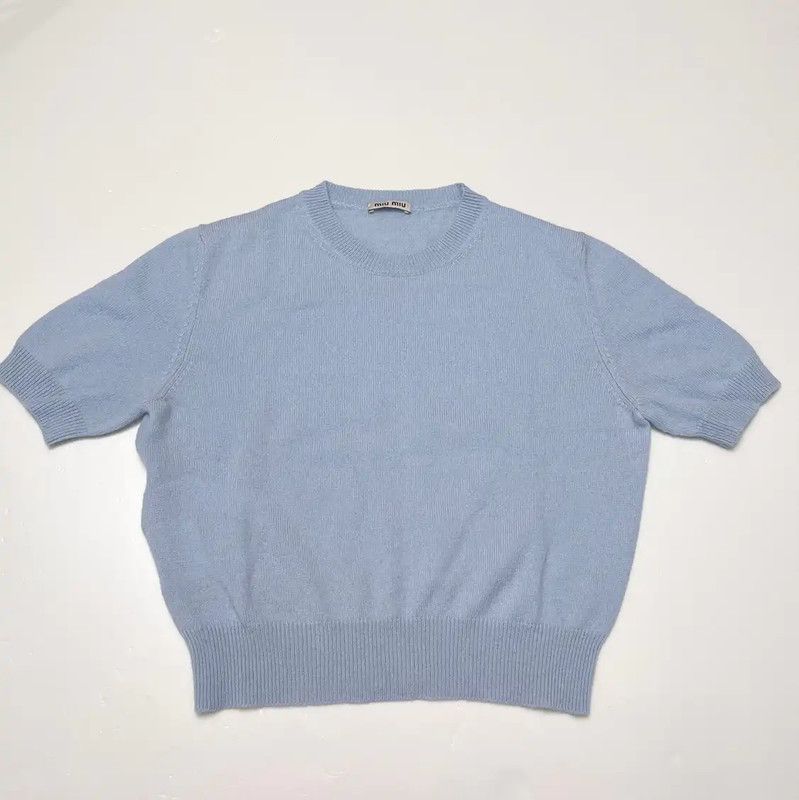 Miu Miu Miu Miu Blue Short Sleeve Summer Sweater 0089 Size S / US 4 / IT 40 - 1 Thumbnail