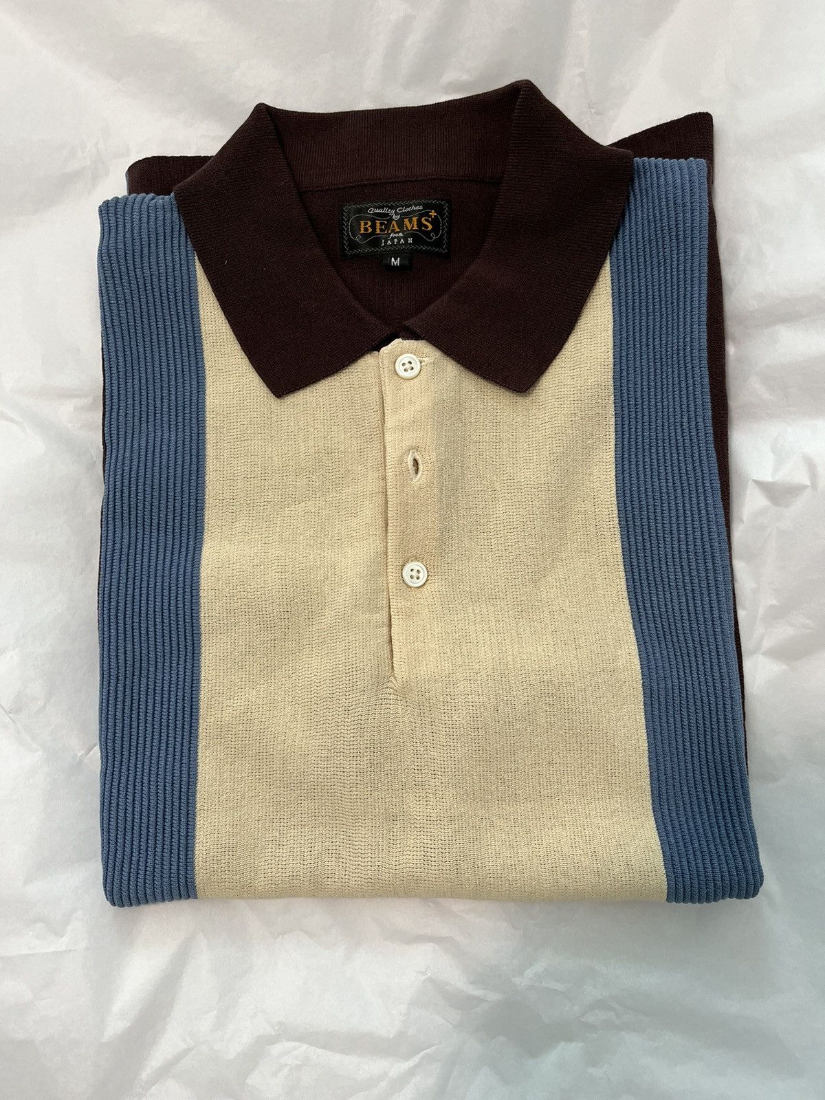 Beams Plus Beams Plus Knit Polo (Stripe) - Brown Size US M / EU 48-50 / 2 - 14 Thumbnail
