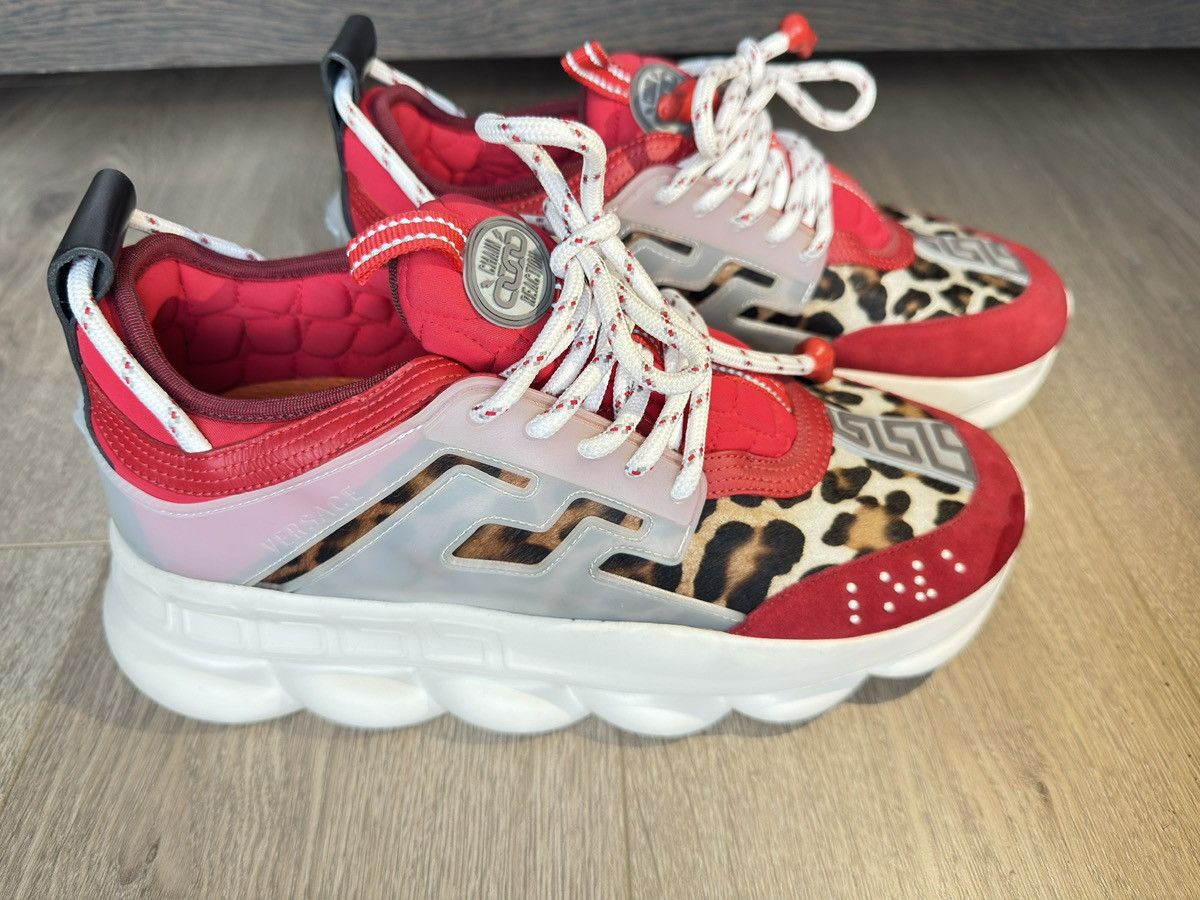 Versace Versace Suede/Pony Hair Chain Reaction Sneakers Leopard Red Size US 8 / EU 41 - 6 Thumbnail