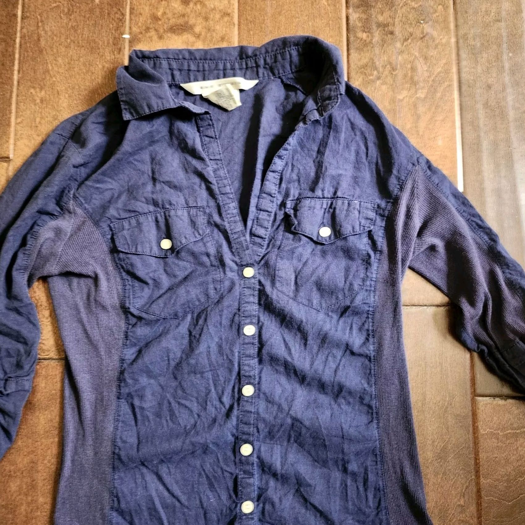 Vintage VINTAGE? No. Max Studio Shirt Men Navy Blue Pocket Button-Up Regular Small Cotton Long Sleeve Casual Travel Party 90s? Size US S / EU 44-46 / 1 - 4 Thumbnail