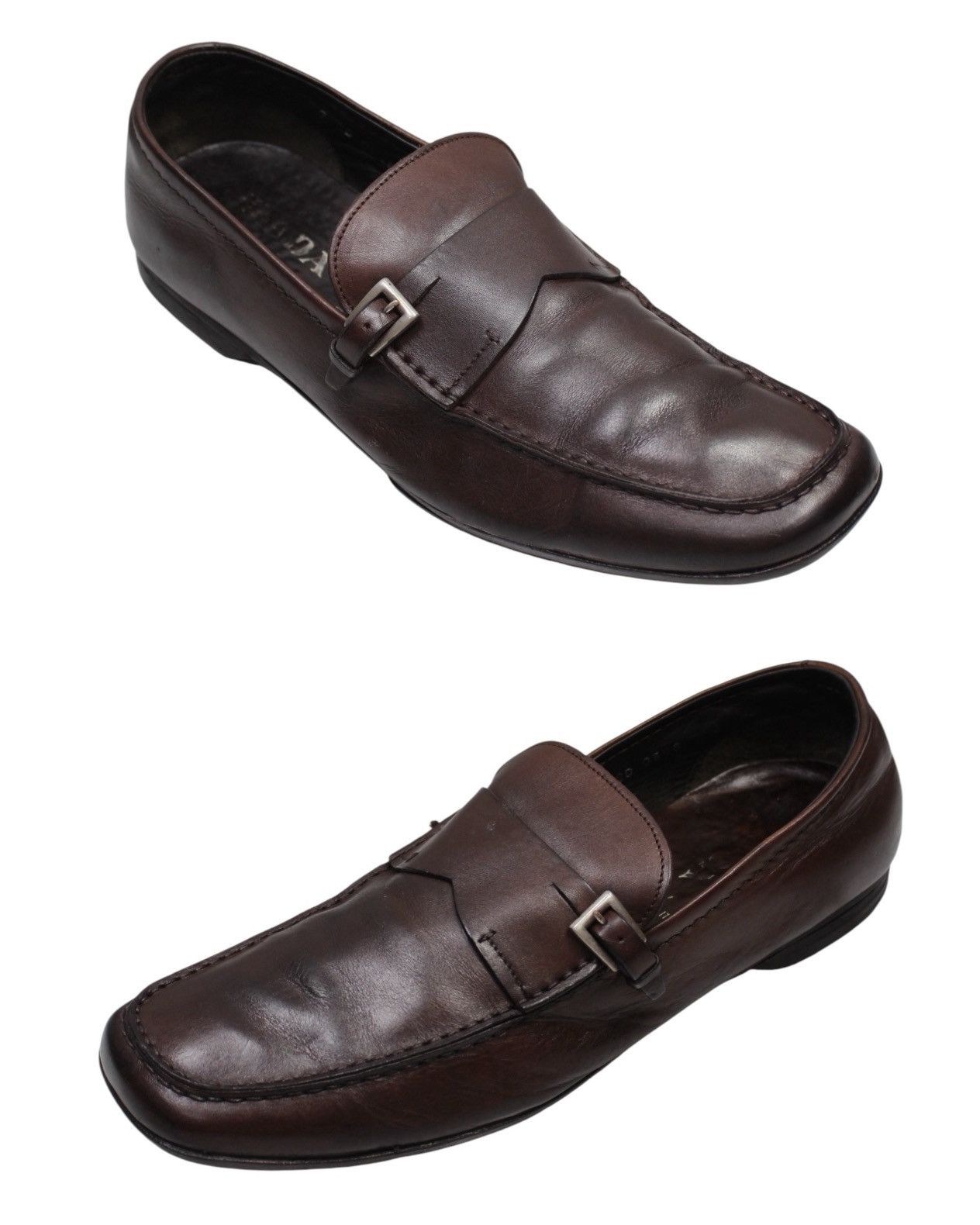 Prada 2000S PRADA BROWN BUCKLE LEATHER LOAFERS Size US 7 / EU 40 - 2 Thumbnail