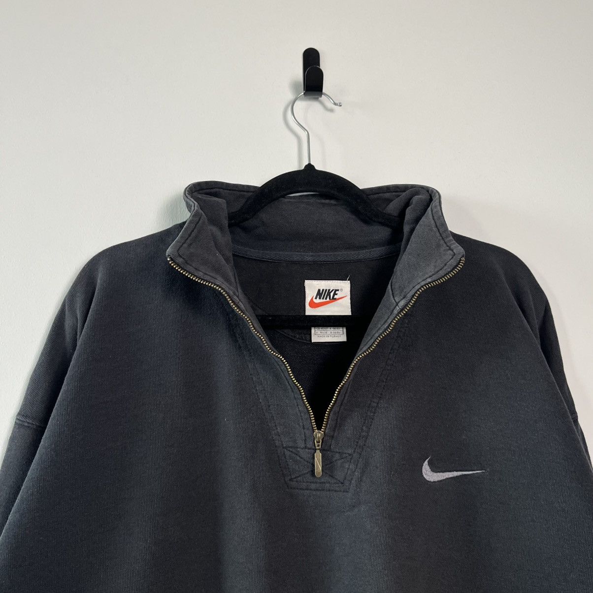 Nike Vintage Nike Quarter Zip Sweatshirt Black Faded XL Swoosh Size US XL / EU 56 / 4 - 5 Thumbnail