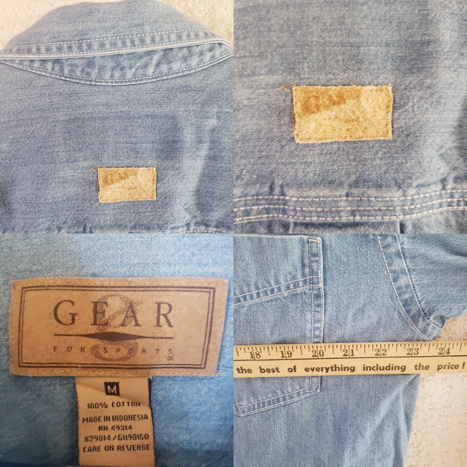Denime Gear for Sports Men's M Blue Denim Button-Down Long Sleeve Shirt Size US M / EU 48-50 / 2 - 9 Thumbnail