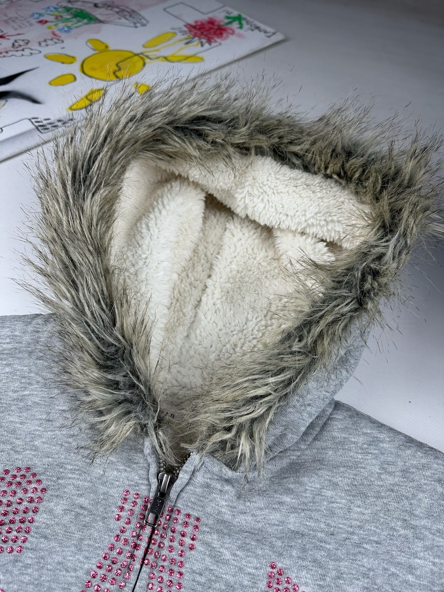 Gap rhinestones logo Zip Fur Hoodie LGB holister style Size S / US 4 / IT 40 - 3 Thumbnail
