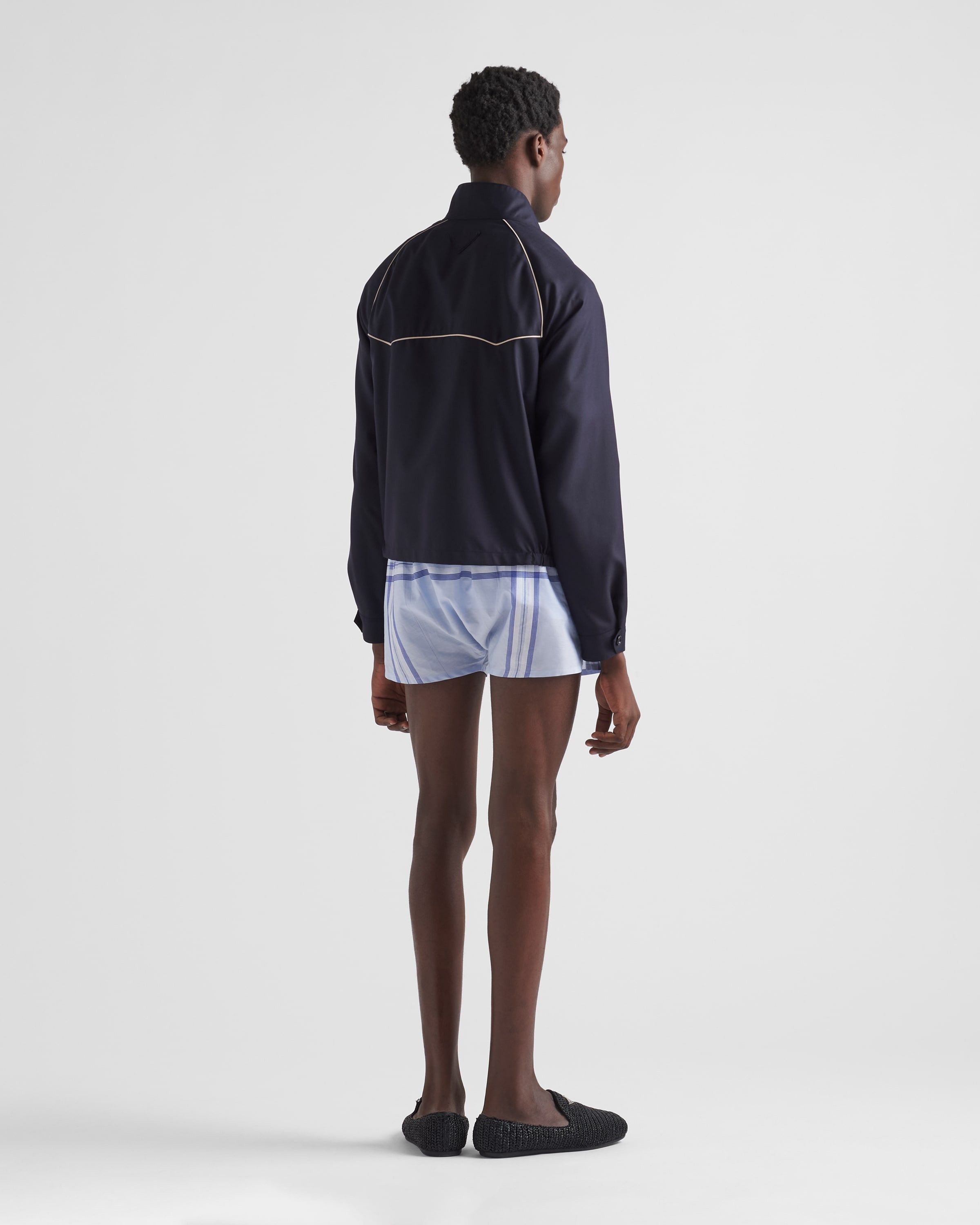 Prada oc11z0625 Wool And Silk Blouson Jacket in Navy Size US L / EU 52-54 / 3 - 5 Thumbnail