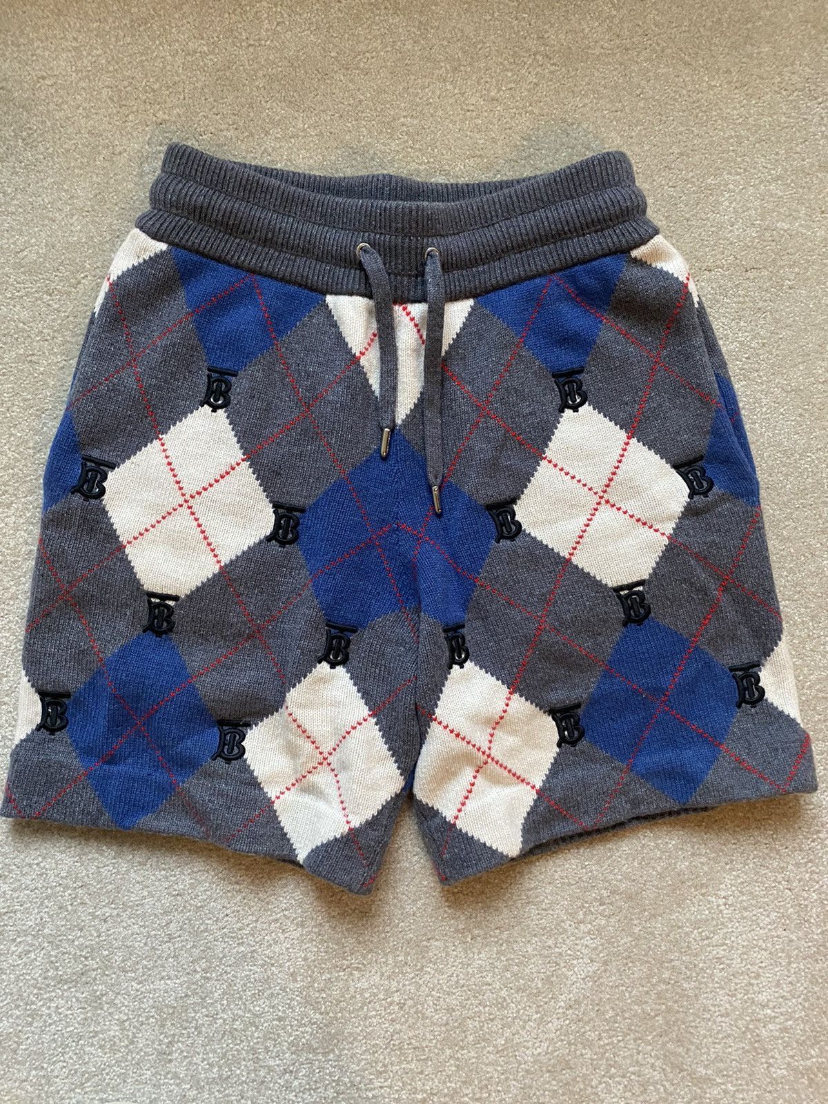 image of Burberry Wool/cashmere Shorts in Navy, Men's (Size 30)