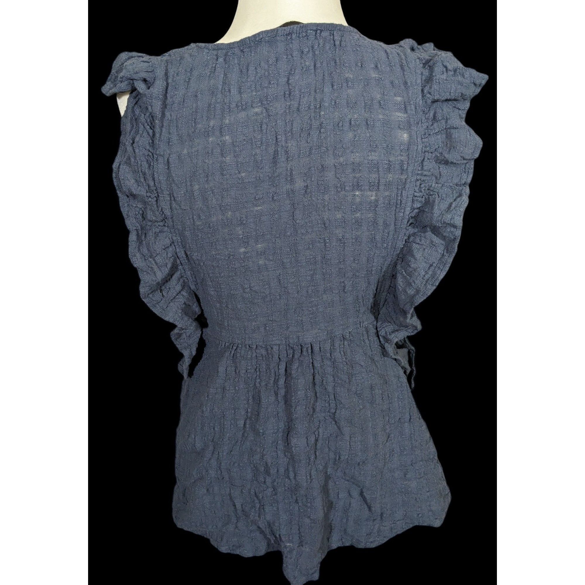 Other Retro Bohemian Floral Embroidered Open Sided Ruffle Top Size M / US 6-8 / IT 42-44 - 4 Thumbnail