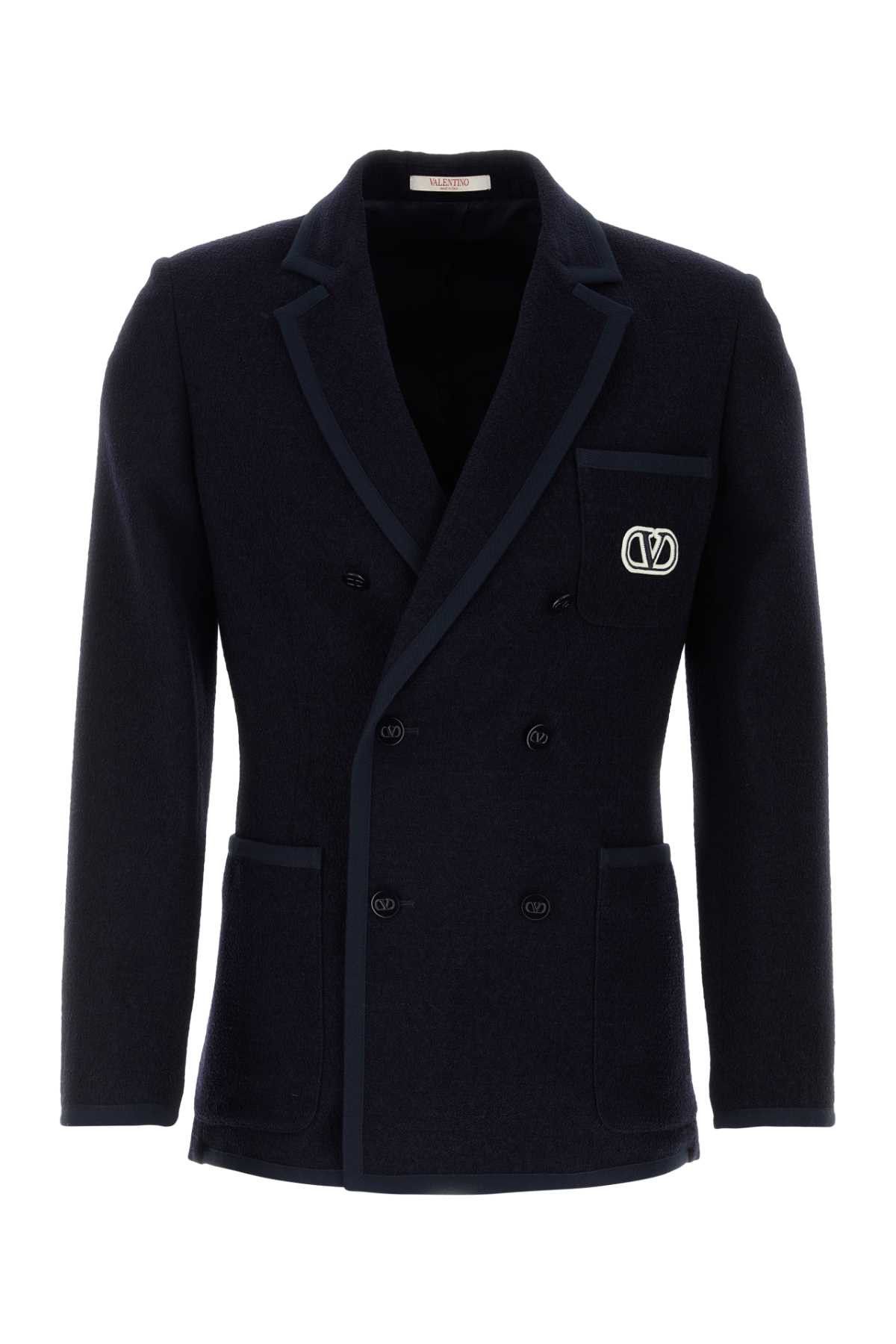 image of Valentino Garavani Midnight Blue Wool Blend Blazer, Men's (Size Medium)