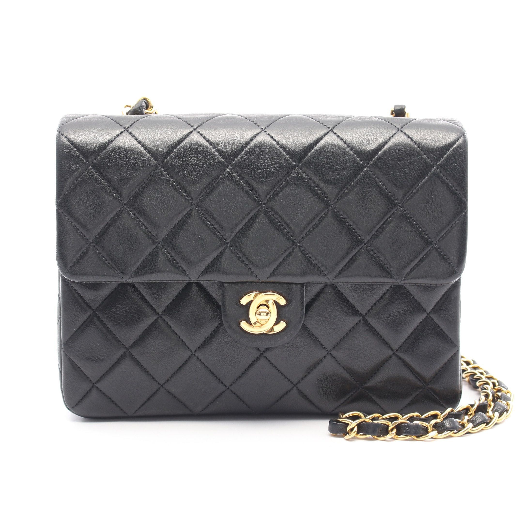 Chanel Chanel Matelasse Single Flap Chain Shoulder Bag Lambskin Black Gold Hardware Size ONE SIZE - 1 Thumbnail