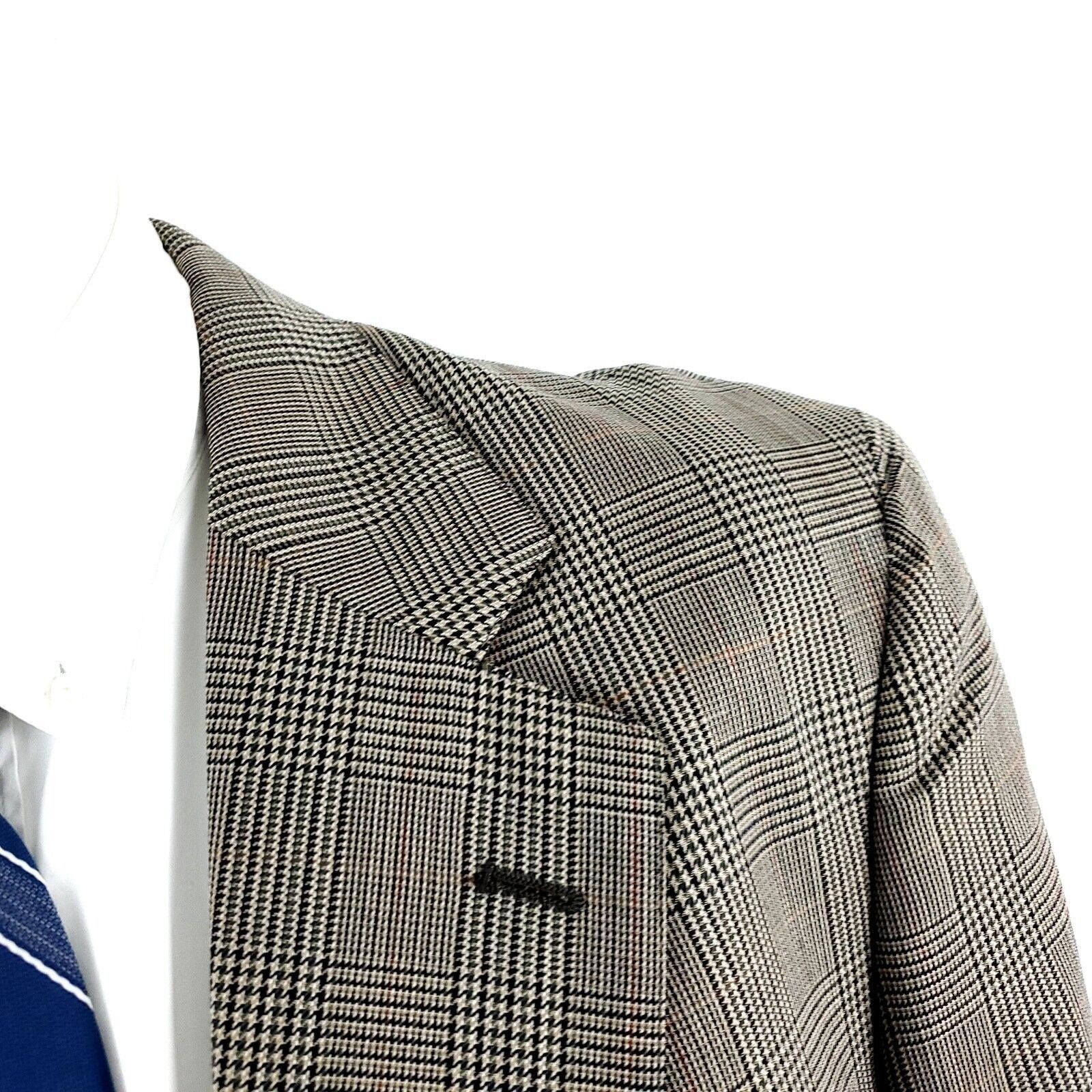 Jos. A. Bank Jos A Bank Wool 2 Button Sport Coat 40R Beige Plaid Windowpa Size 40R - 2 Thumbnail