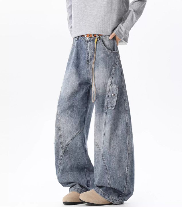 Vintage Men's American-Style Distressed "Curved-Blade" Cargo Jeans Size US 32 / EU 48 - 2 Thumbnail