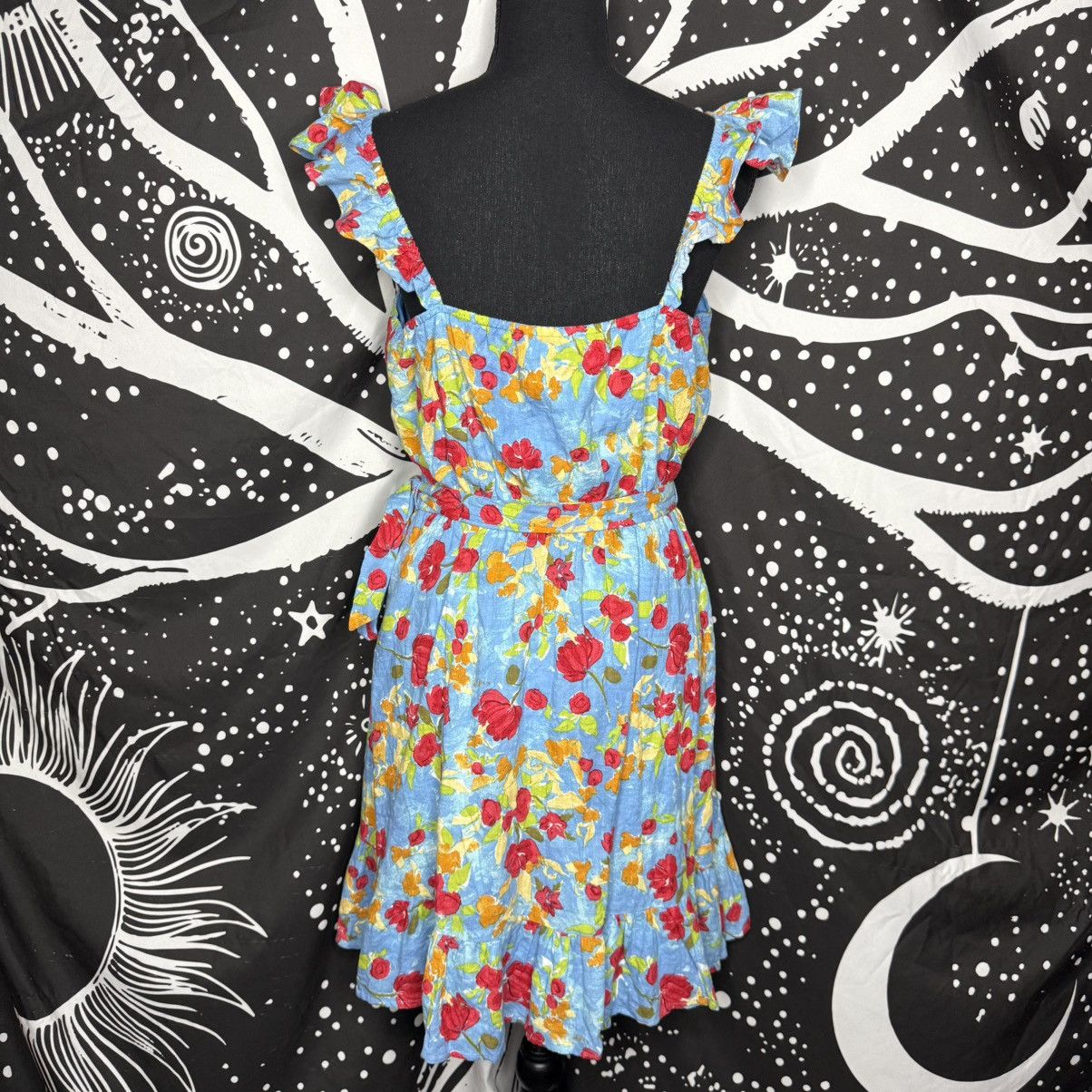 Lauren Ralph Lauren LC Lauren Conrad Sky Blue Floral Wrap Midi Dress Size M / US 6-8 / IT 42-44 - 3 Thumbnail