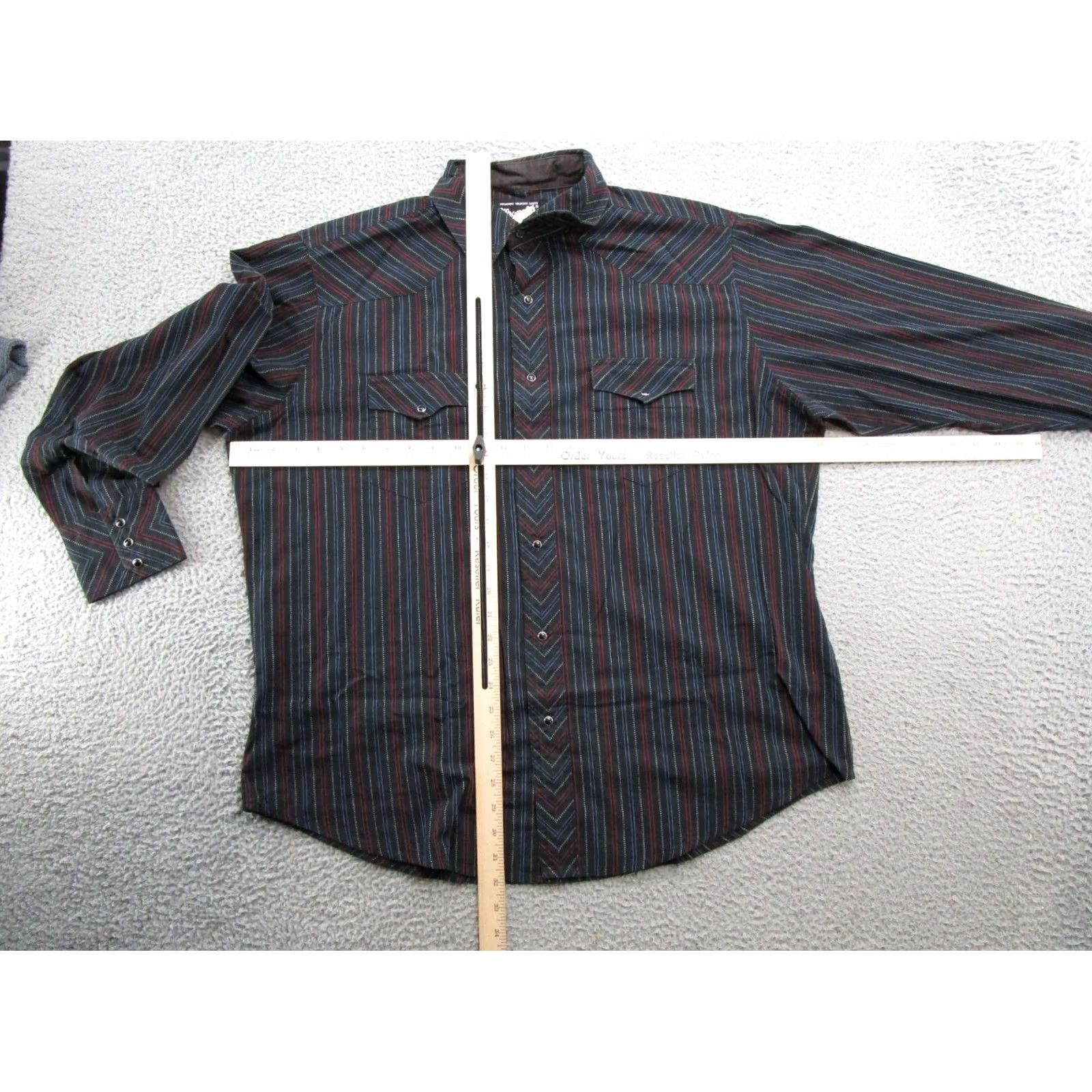 Wrangler Wrangler Shirt Mens XL Black VTG Vertical Colorful Striped Pearl Snap Size Western Size US XL / EU 56 / 4 - 3 Thumbnail