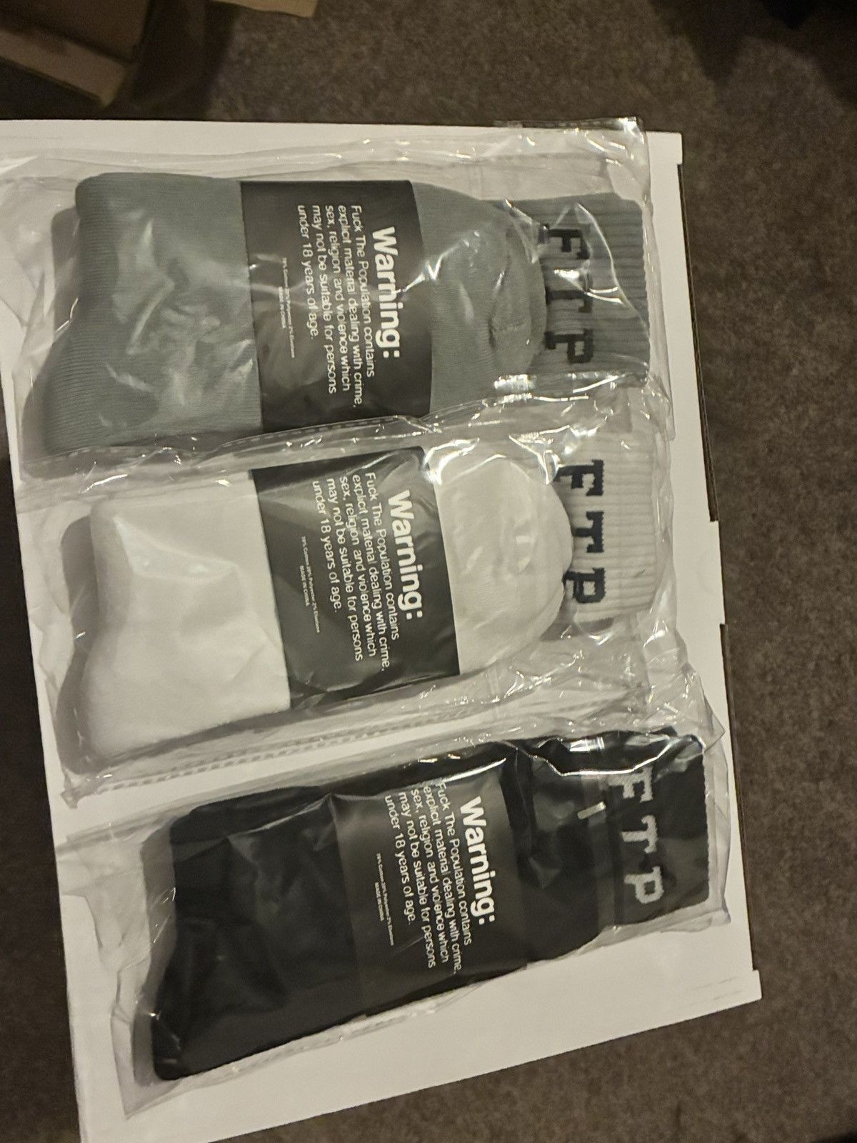 Fuck The Population New FTP Bear Socks - 3 pairs sold together! Size ONE SIZE - 2 Thumbnail