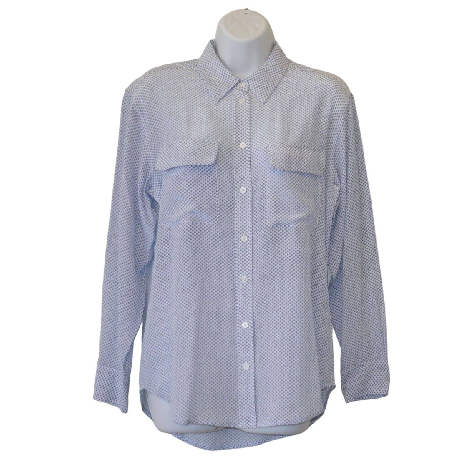 Equipment A8 EQUIPMENT White Blue Ring Printed Silk Dress Shirt Sz XS Size XS / US 0-2 / IT 36-38 - 1 Thumbnail