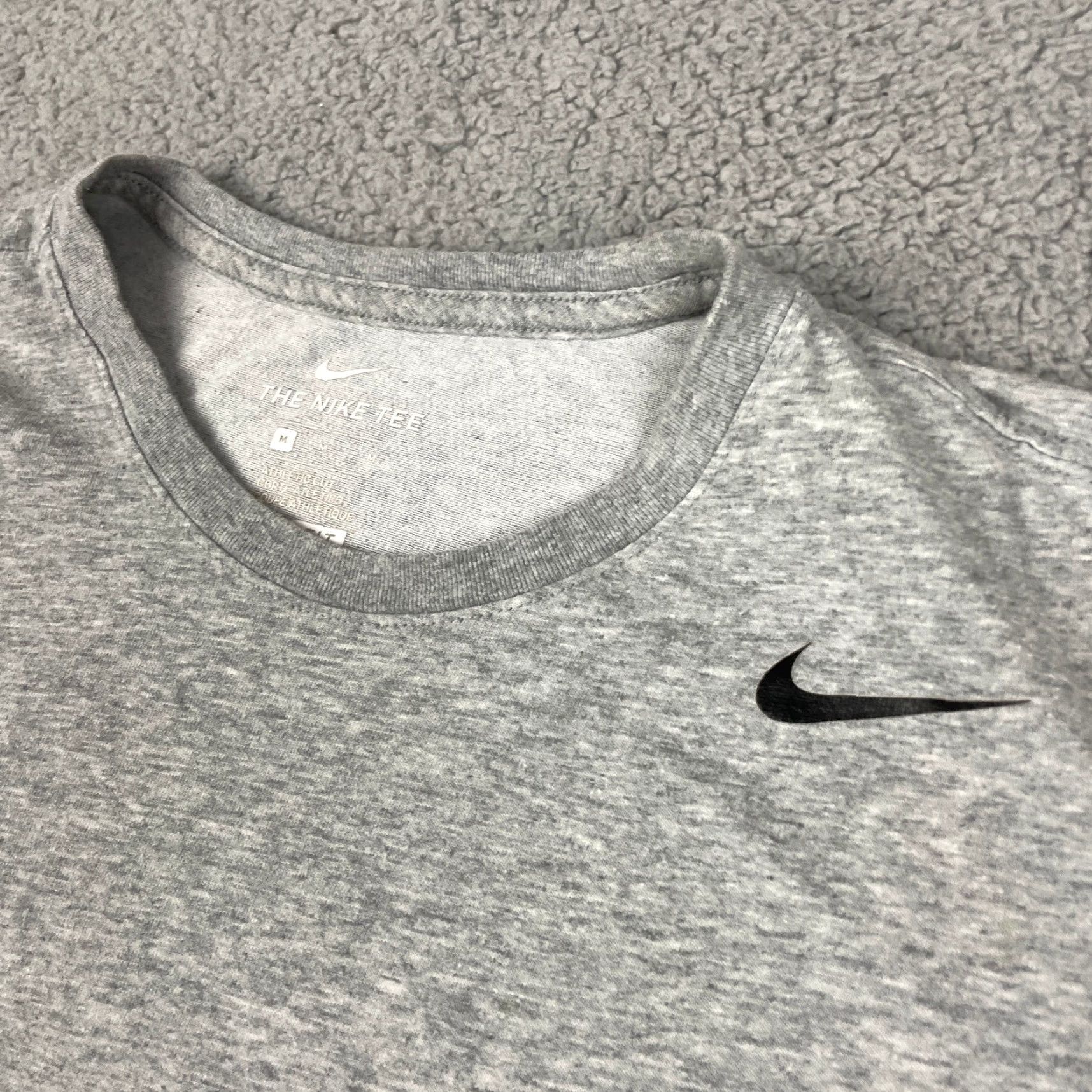 Nike Nike Dri-Fit T Shirt Mens Medium Gray Black Logo Swoosh - Nike Dri-FIT Shirt Mens M Black Logo Graphic Crew Neck Short Sleeve Size US M / EU 48-50 / 2 - 3 Thumbnail