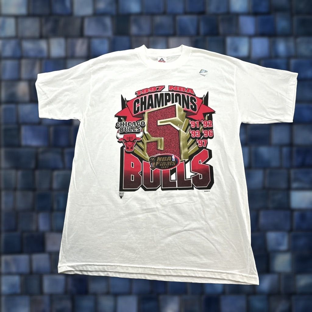 VINTAGE Chicago Bulls 1997 NBA Finals T-Shirt XL 5 Time Champions Nike Shirt Mens