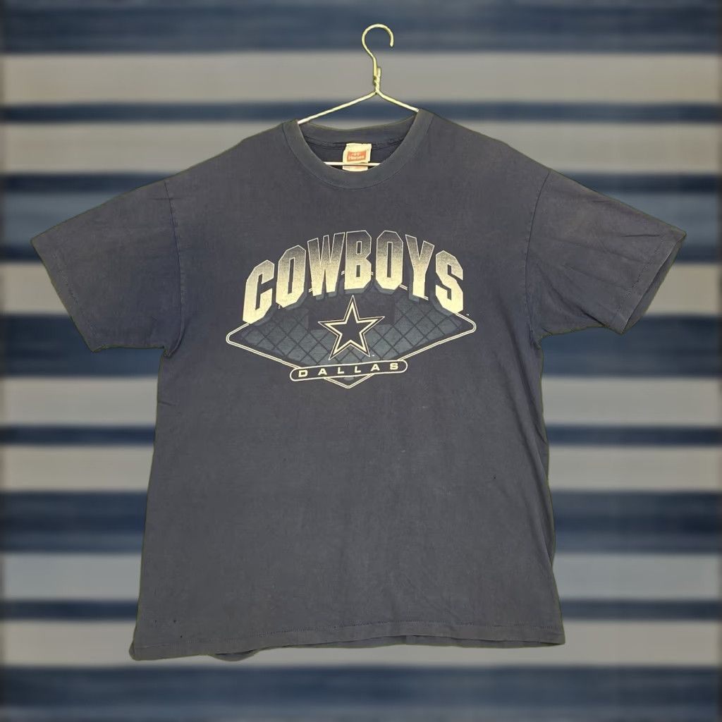 Logo Athletic VINTAGE Logo Athletic Shirt Mens XL 1990s 90s Dallas Cowboys Graphic Tee Blue Cotton Short Sleeve Crew Neck Logo Football Cowboys Mens Size US XL / EU 56 / 4 - 1 Thumbnail