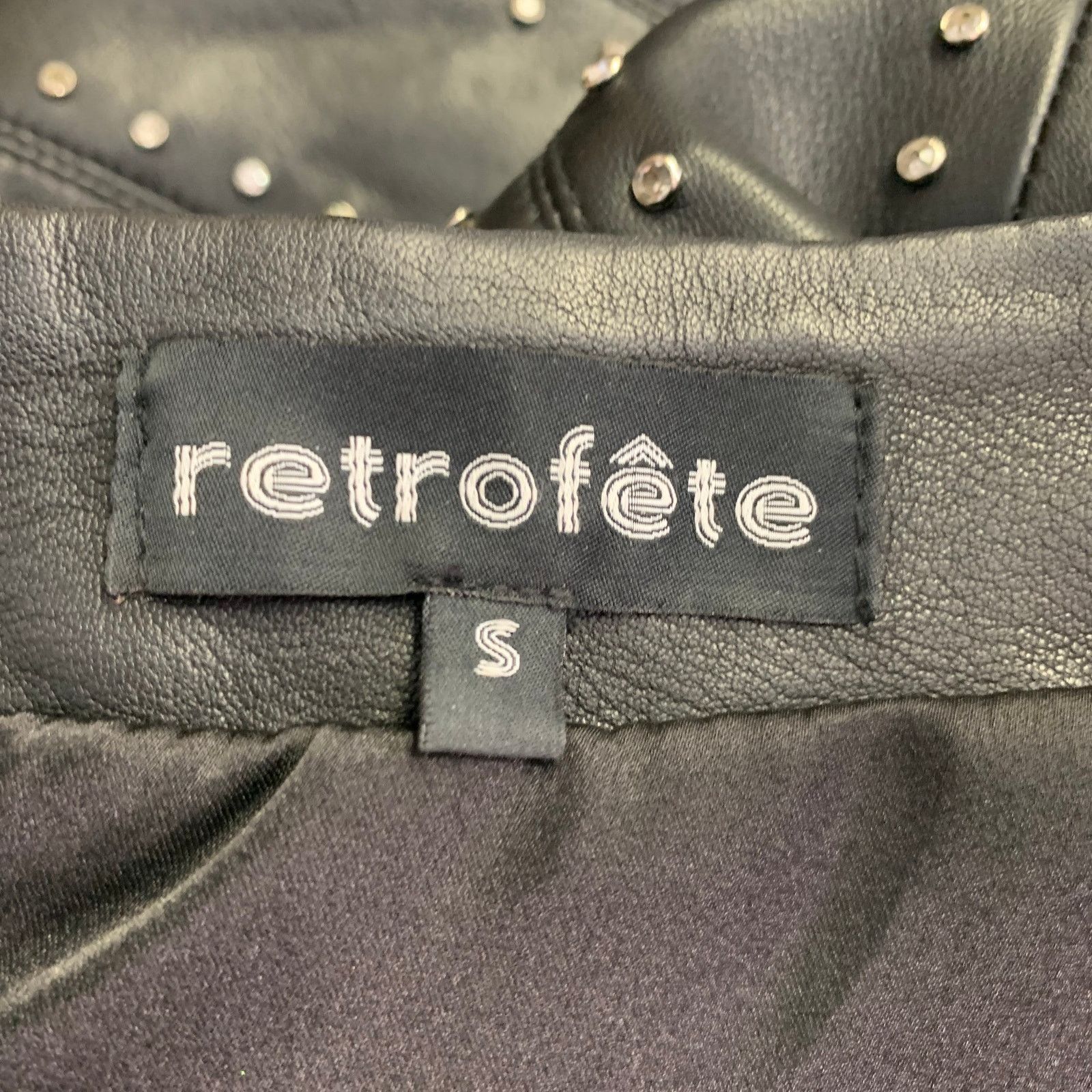 Retrofete S Black Silver Leather Strapless Crystal Studded Mini Dress Size S / US 4 / IT 40 - 6 Thumbnail