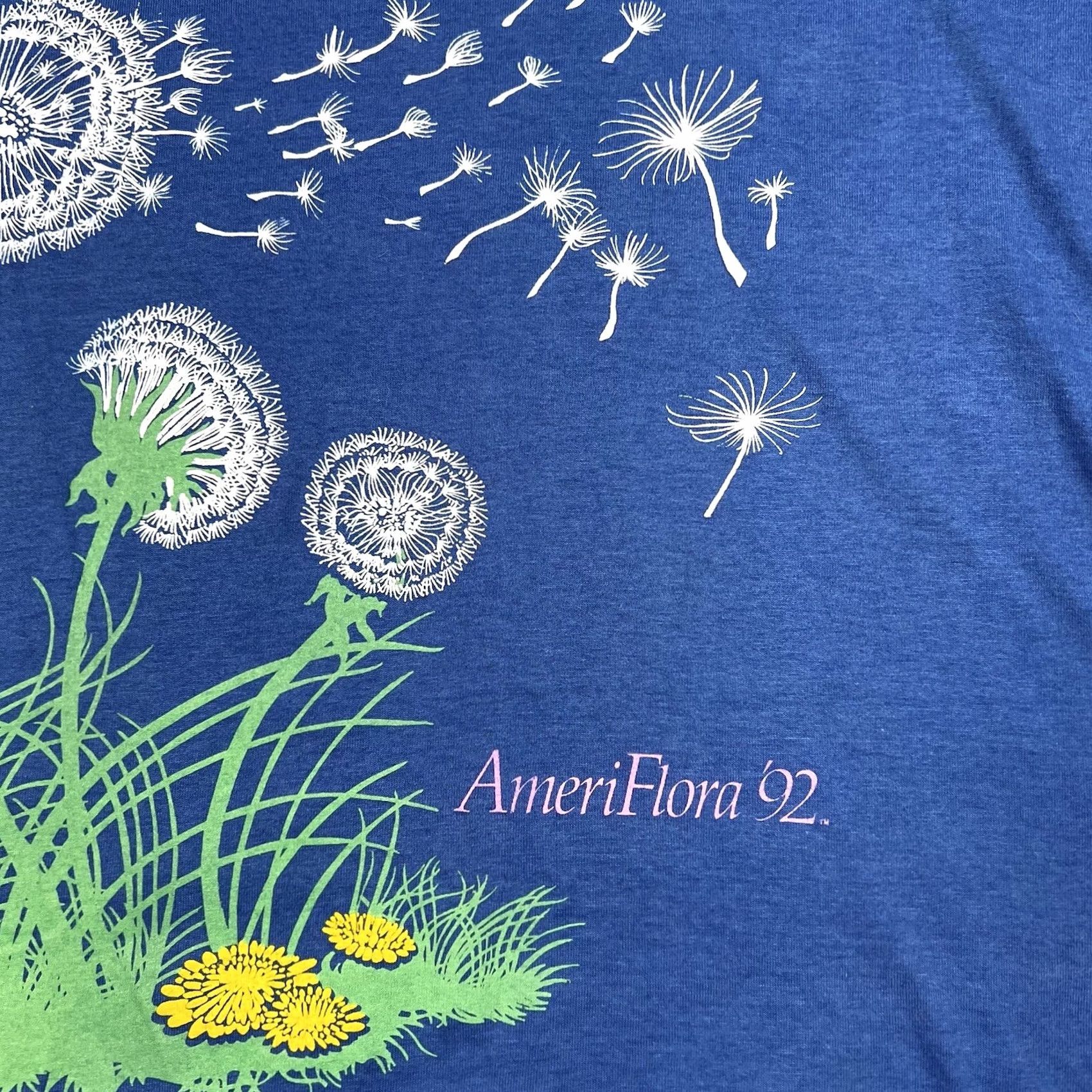 Vintage VINTAGE AmeriFlora Dandelion Graphic Single Stitch Shirt XL Blue Unisex Adults 90s Floral Graphic Shirt Mens Womens Size US XL / EU 56 / 4 - 5 Thumbnail