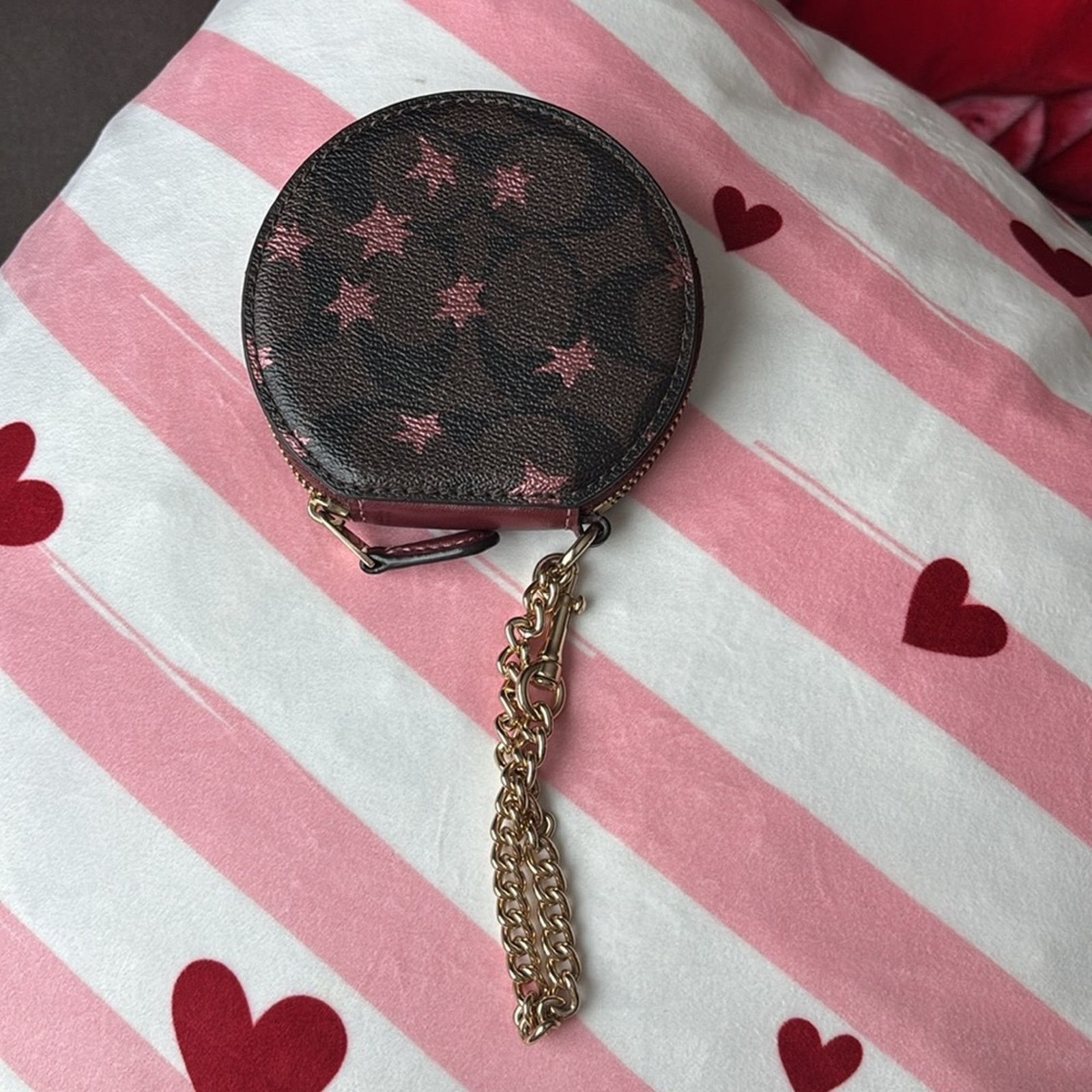 Coach Coach Round Coin Case bag charm Rose Gold metallic Stars Size ONE SIZE - 6 Thumbnail