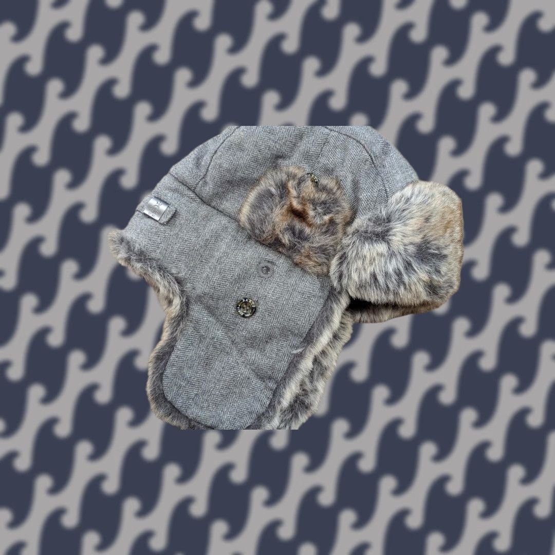 Vintage Barts Trapper Hat One Size Ushanka Faux Fur Winter Cap Wool Blend Pilot Gray Wool Blend Trapper Hat Grey Unisex Adults Size ONE SIZE - 1 Thumbnail