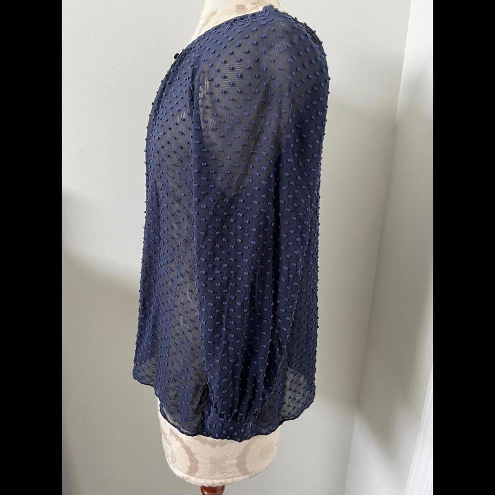 J.Crew J.Crew Swiss Dot Long Sleeve Sheer Blouse Size 4 Size S / US 4 / IT 40 - 3 Thumbnail
