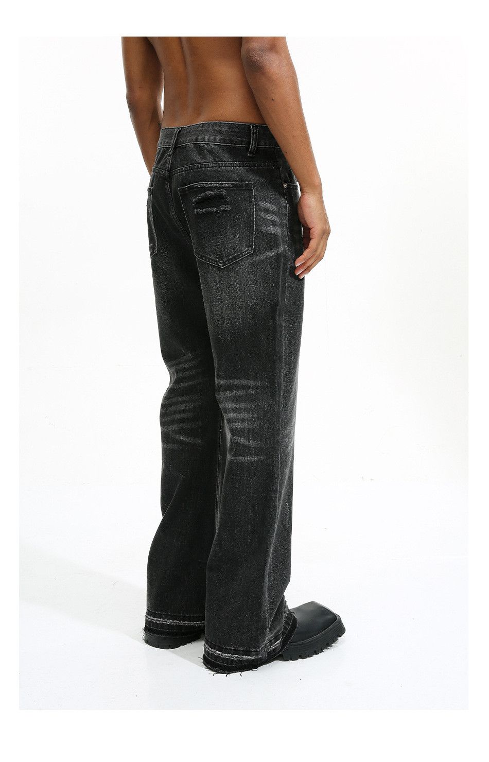 punk washed faded yuppie damaged flared jeans