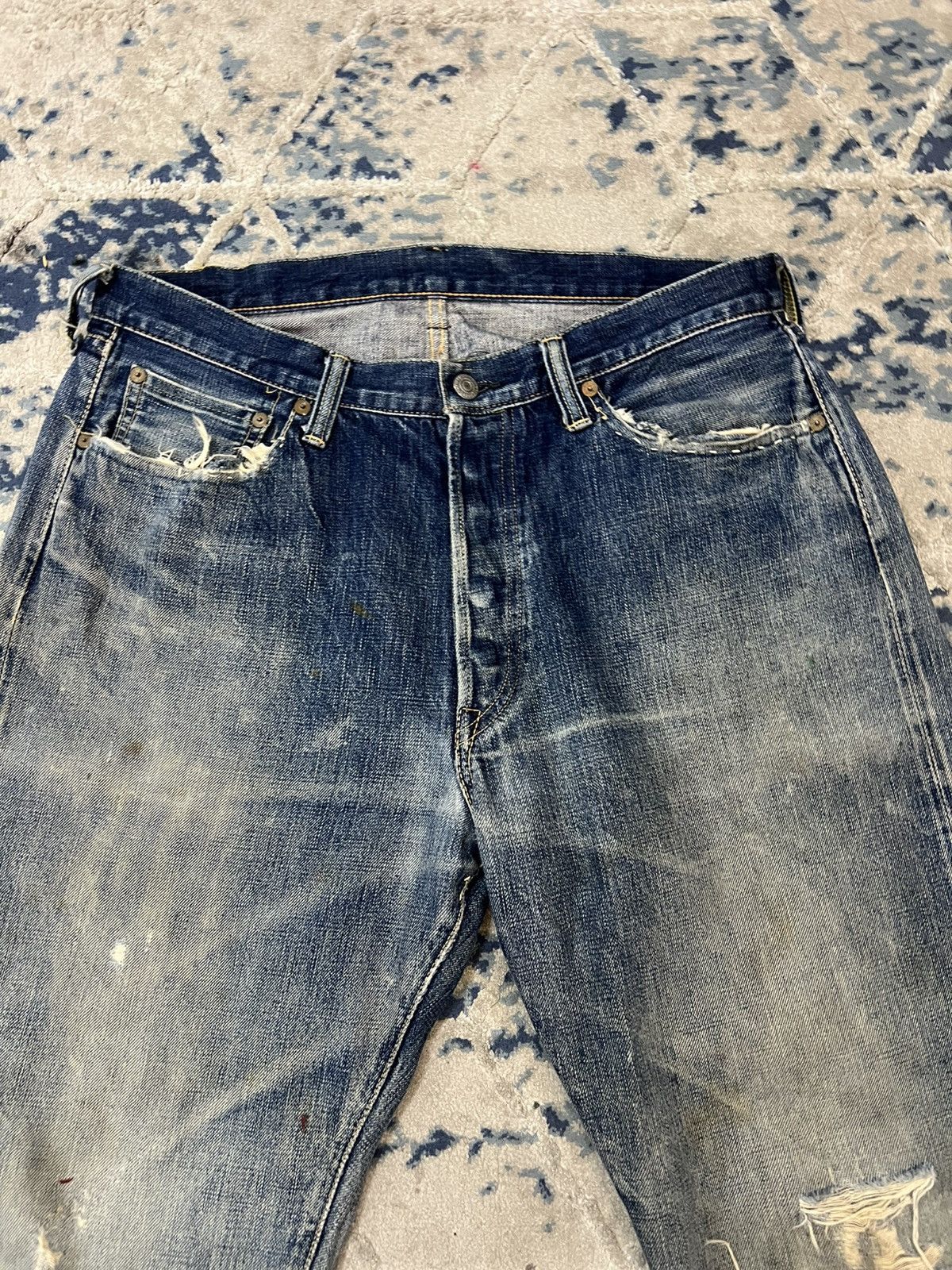 Full Count & Co. Vintage Full Count & Co Selvedge Distressed Jeans Denim Size US 34 / EU 50 - 2 Thumbnail