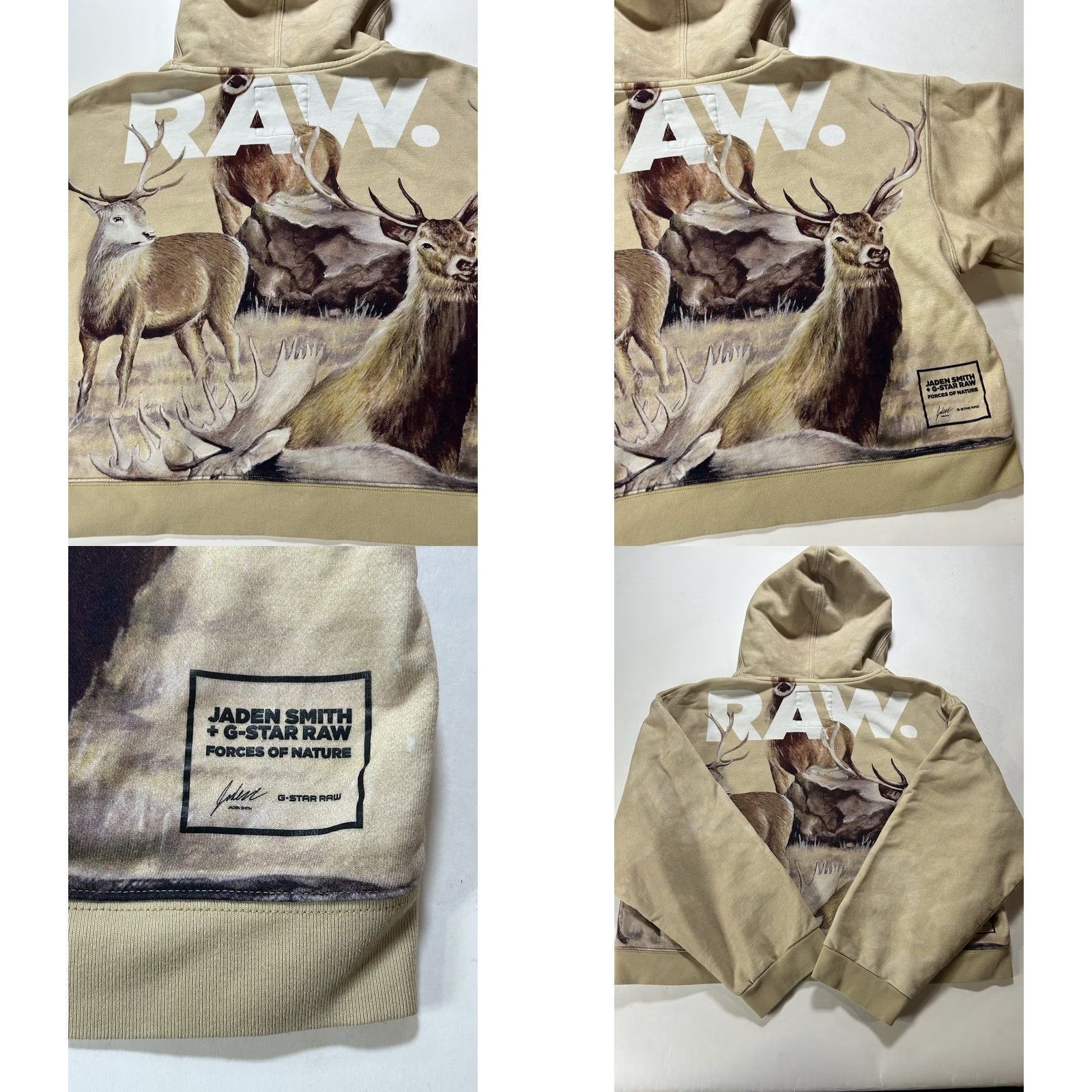 Vintage Womens Small Tan Jaden Smith G-Star RAW Cropped Graphic Hoodie Pullover Limited Size S / US 4 / IT 40 - 10 Thumbnail