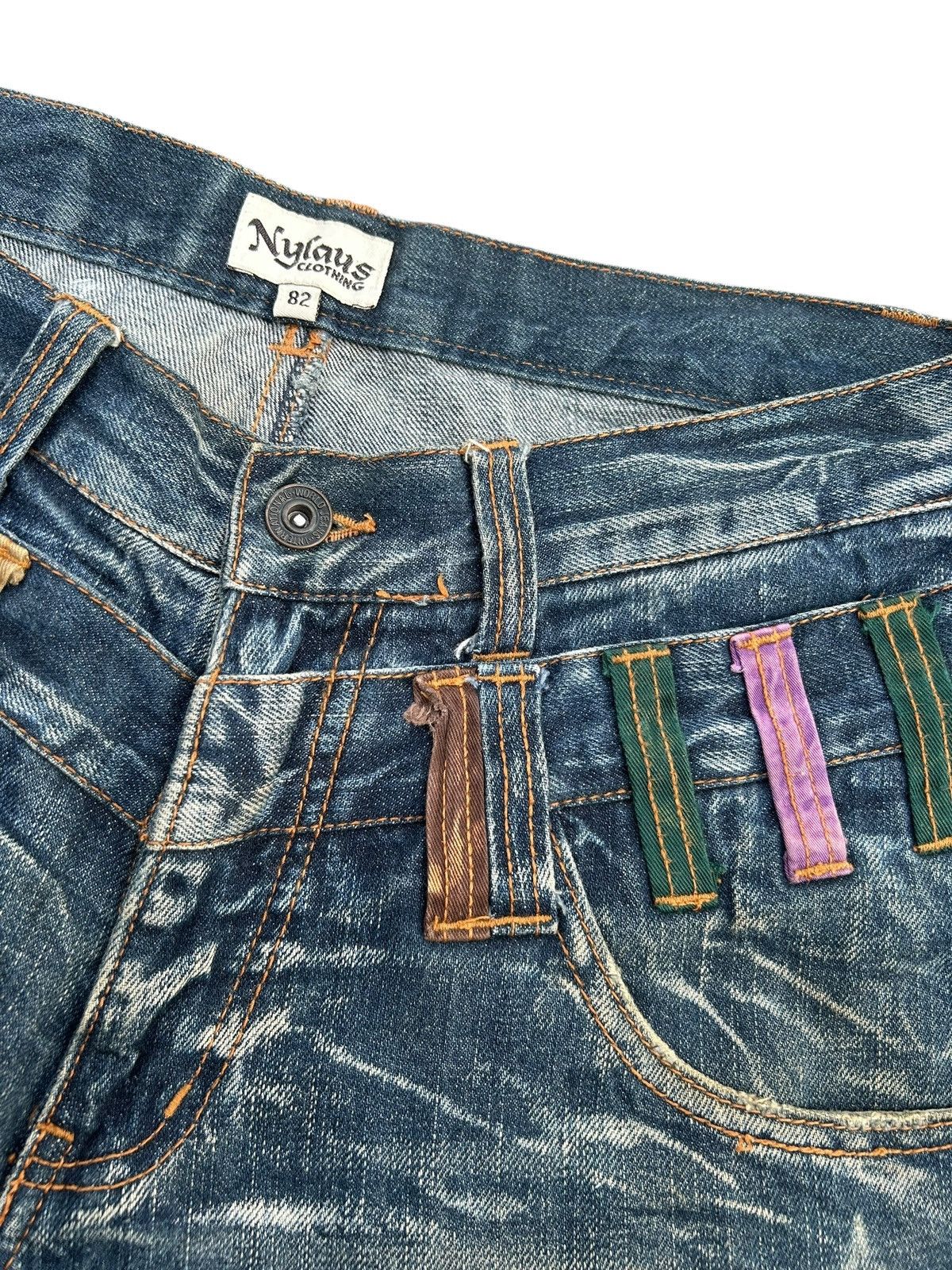 Kapital Nylaus Double Waist Distressed Denim Jeans Size US 32 / EU 48 - 13 Thumbnail
