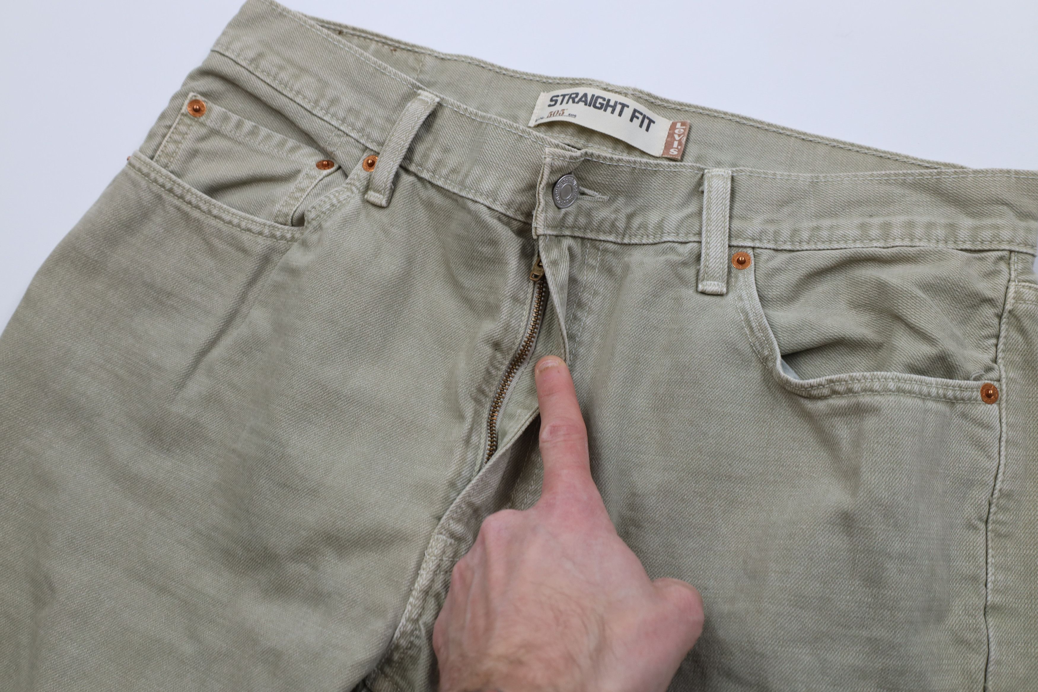 Levi's Vintage Y2K Levis 505 Regular Straight Leg Jeans Light Green Size US 34 / EU 50 - 6 Thumbnail