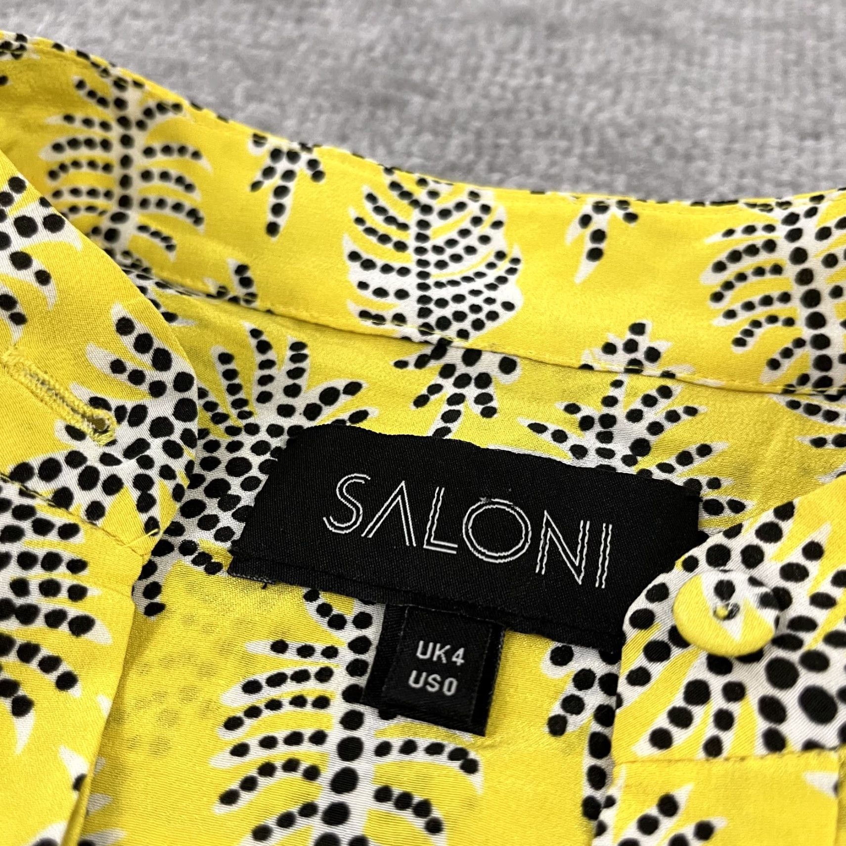 Vintage SALONI Yellow Silk Chiffon Button-Up Shirt Top Womens Size 0 Ruffle 3/4 Sleeve Casual Classic Size XS / US 0-2 / IT 36-38 - 2 Thumbnail