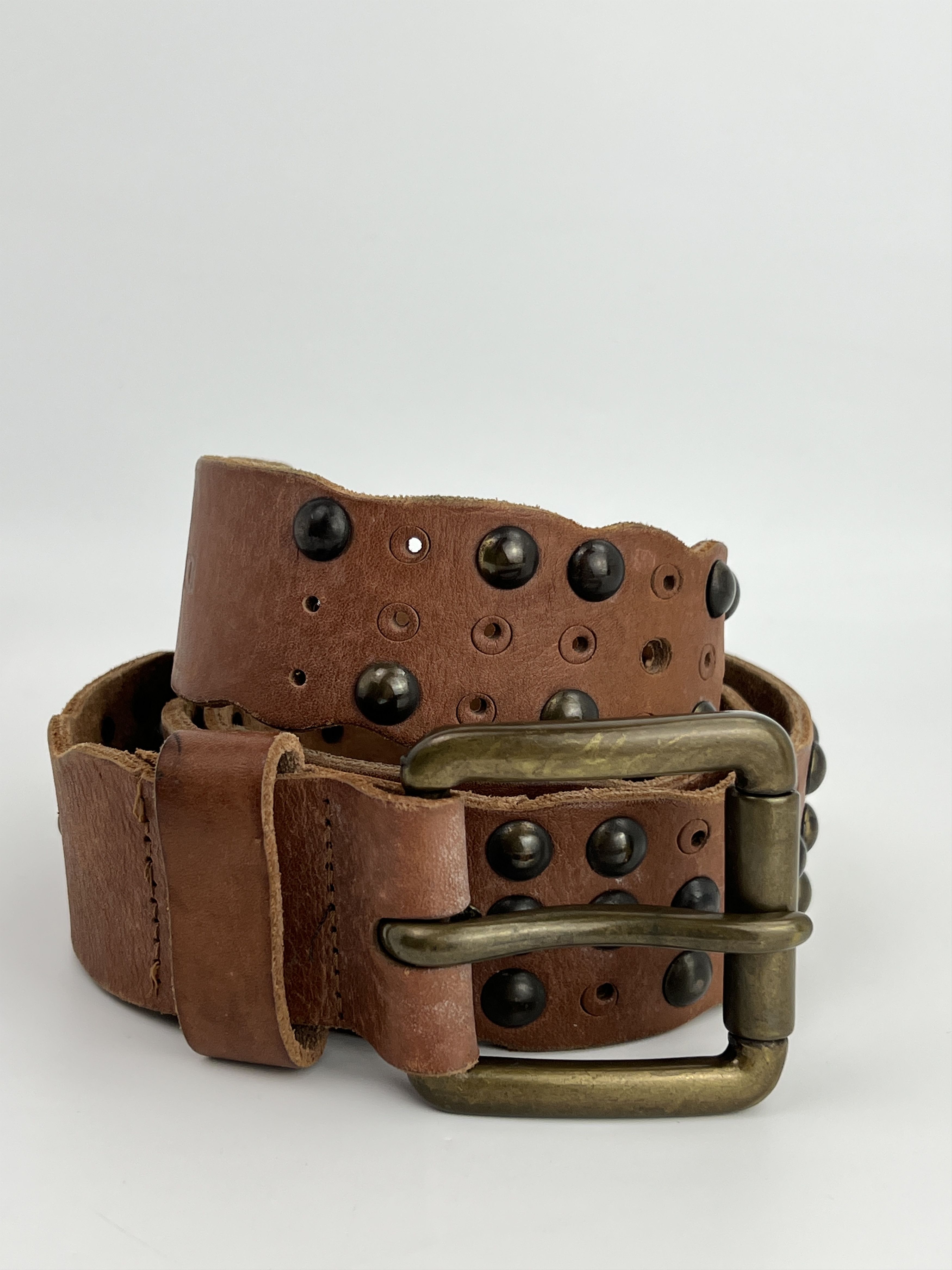 Diesel Vintage Diesel Studded Rhinestones Brown Leather Belt Size ONE SIZE - 1 Thumbnail