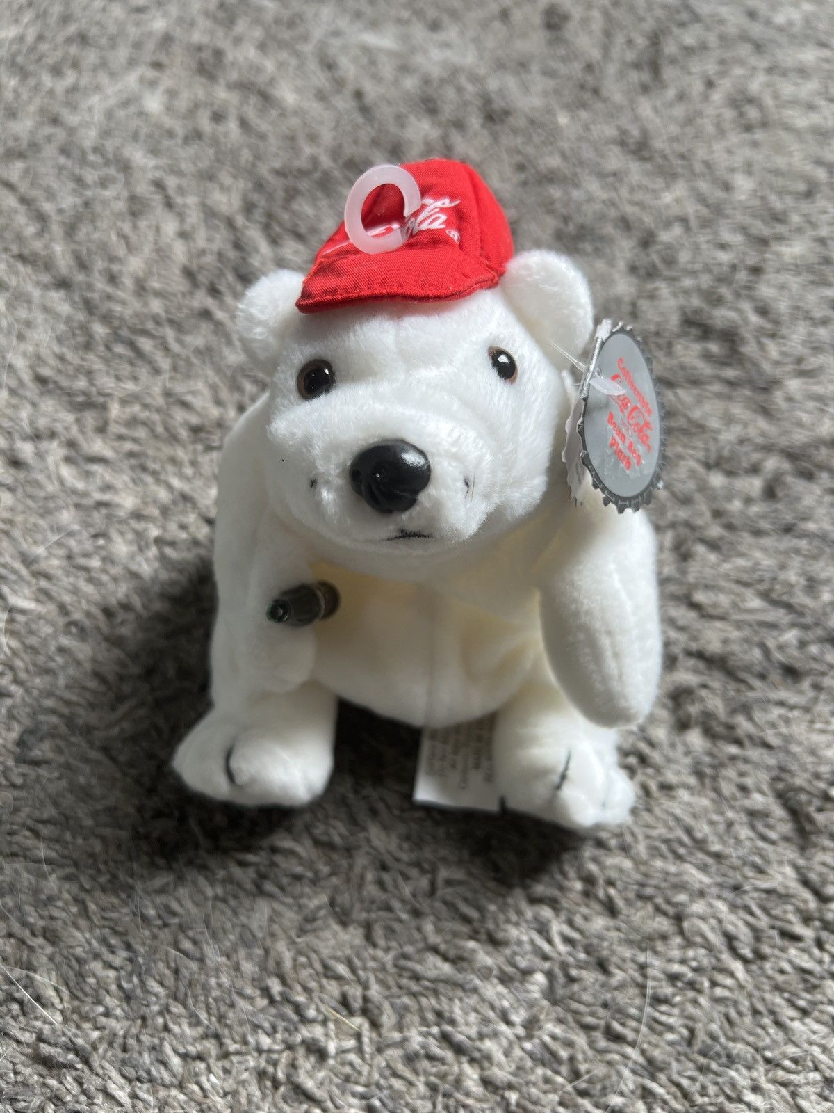 Coca Cola 1997 Coca-Cola Polar Bear In Baseball Cap Bean Bag Plush Size ONE SIZE - 1 Thumbnail